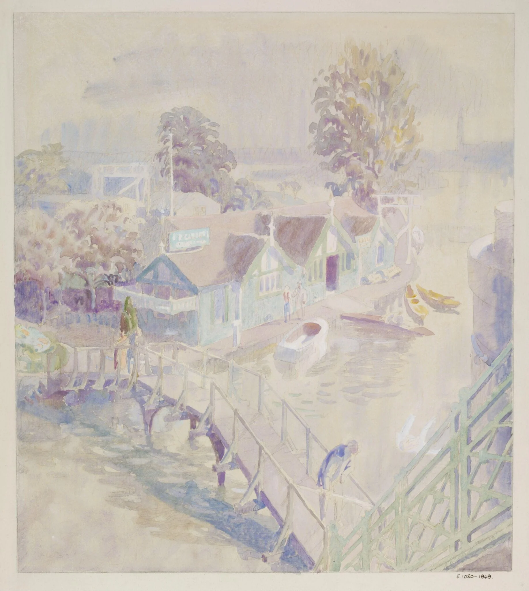 Piper's Island from Caversham Bridge, by Walter Bayes, watercolor, 1940