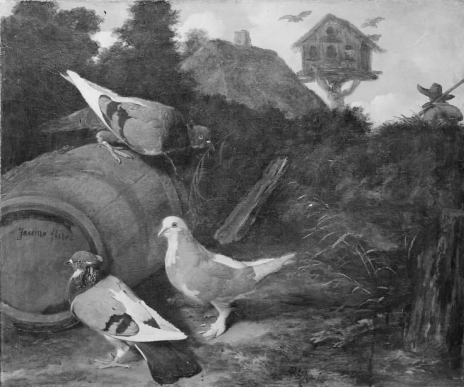 Three Pigeons, by Unknown, 1750