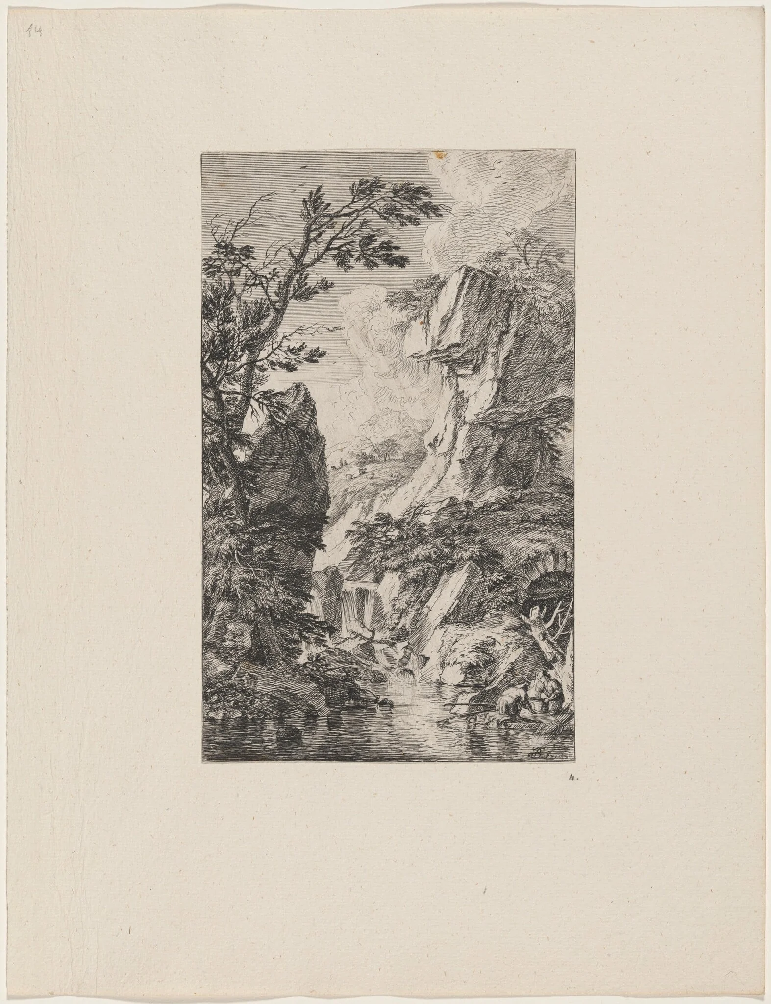 The Two Fishermen, by Joachim Franz Beich, ink, 1712