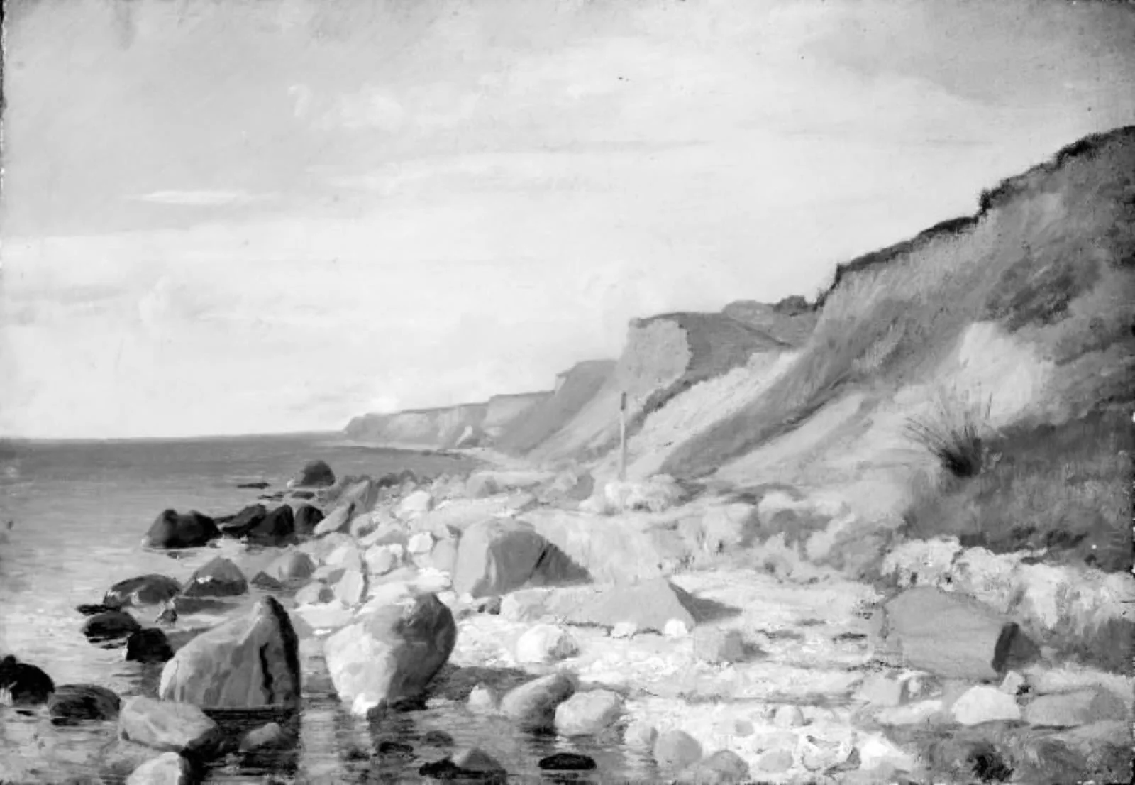 Stenet kyst med skrænter, by Unknown, 1850