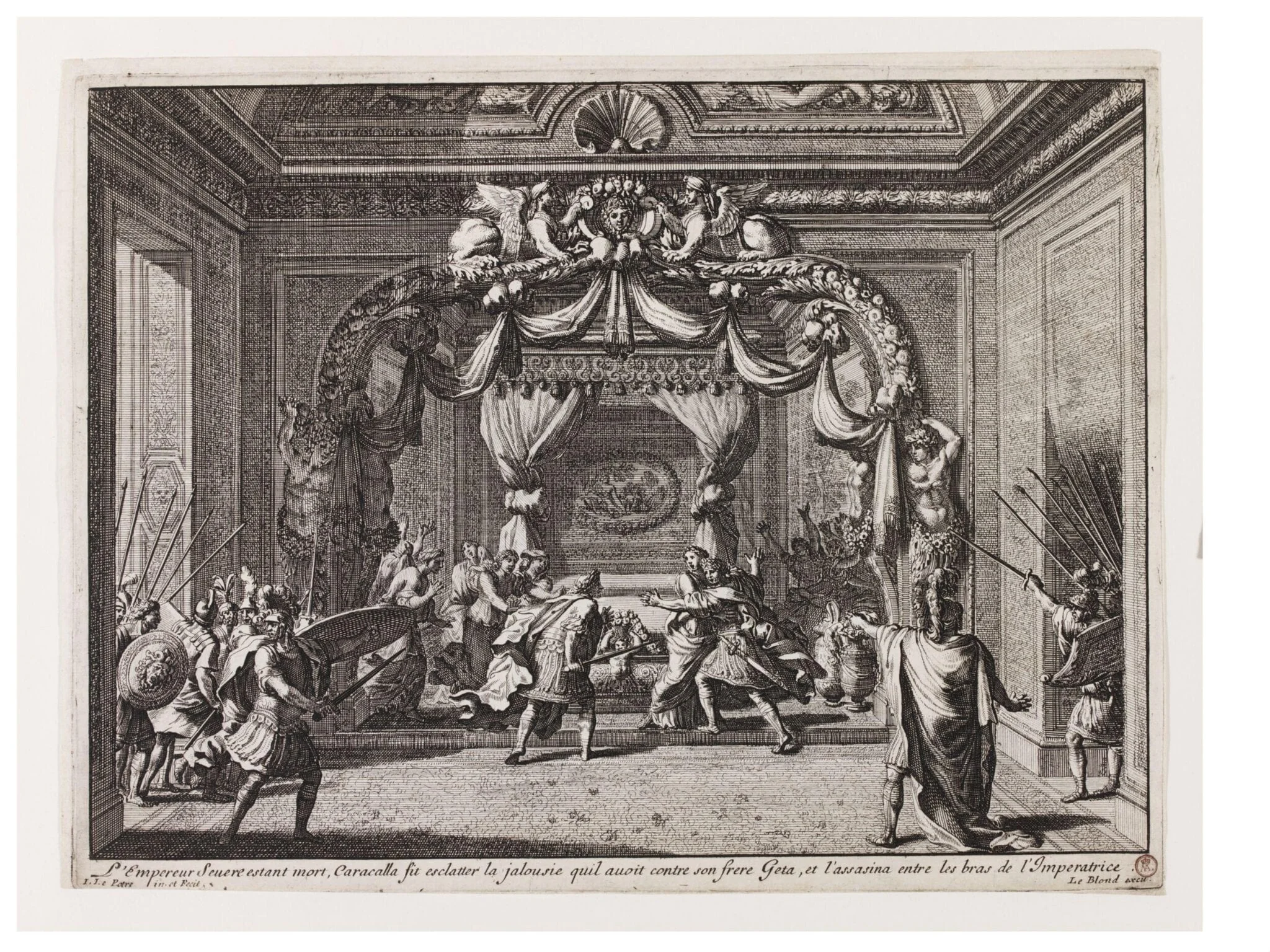 The Emperor Caracalla killing his brother, by Jean Le Pautre, 1670