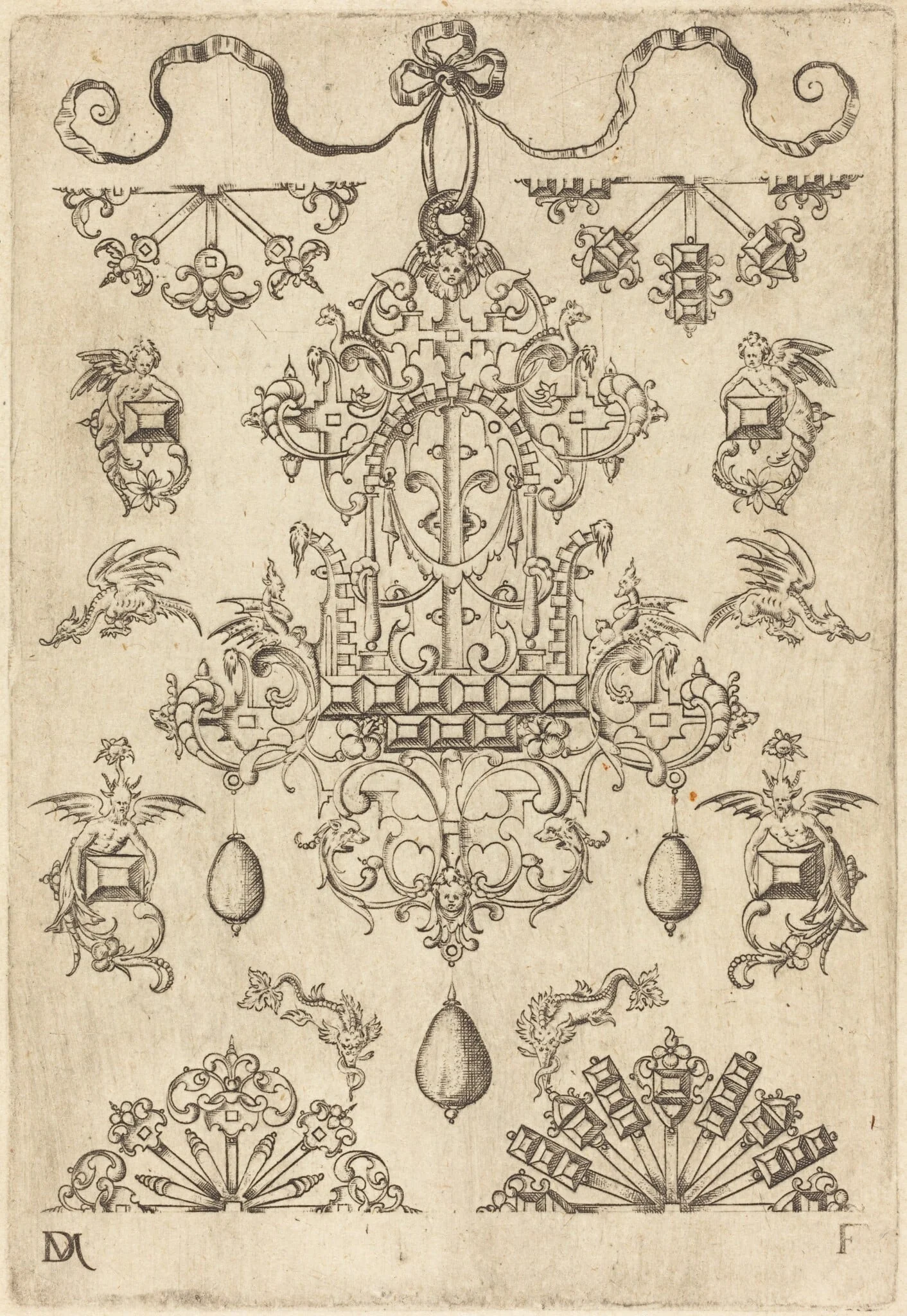 Large Pendant Surrounded by Ten Different Studs
