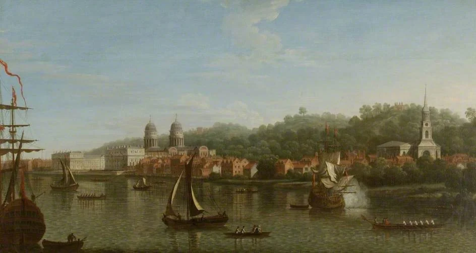 The Thames at Greenwich, by Samuel Scott, oil, 1747
