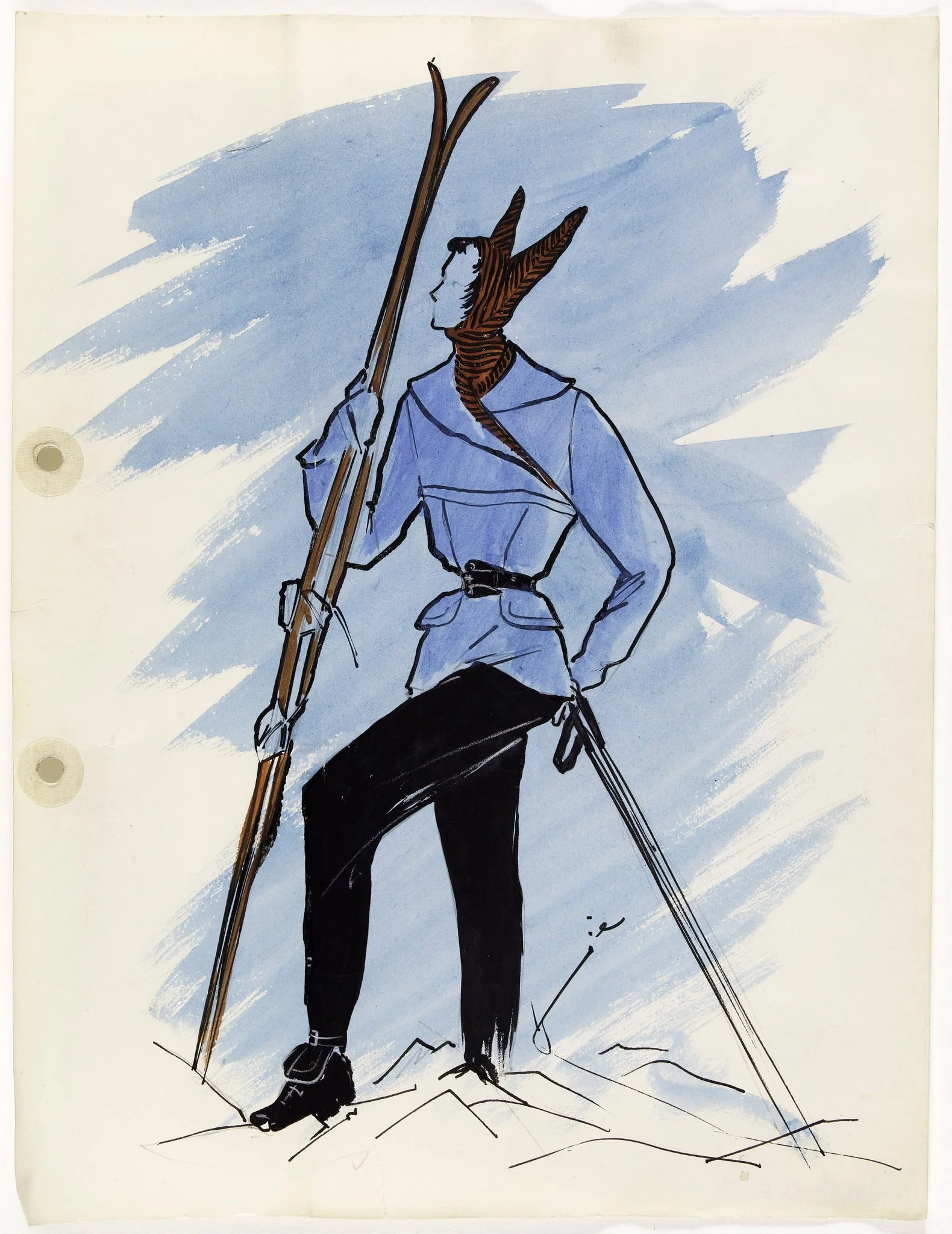 Dessin de collection de l'hiver 1949-1950, by Marie-Louise Carven, 1949
