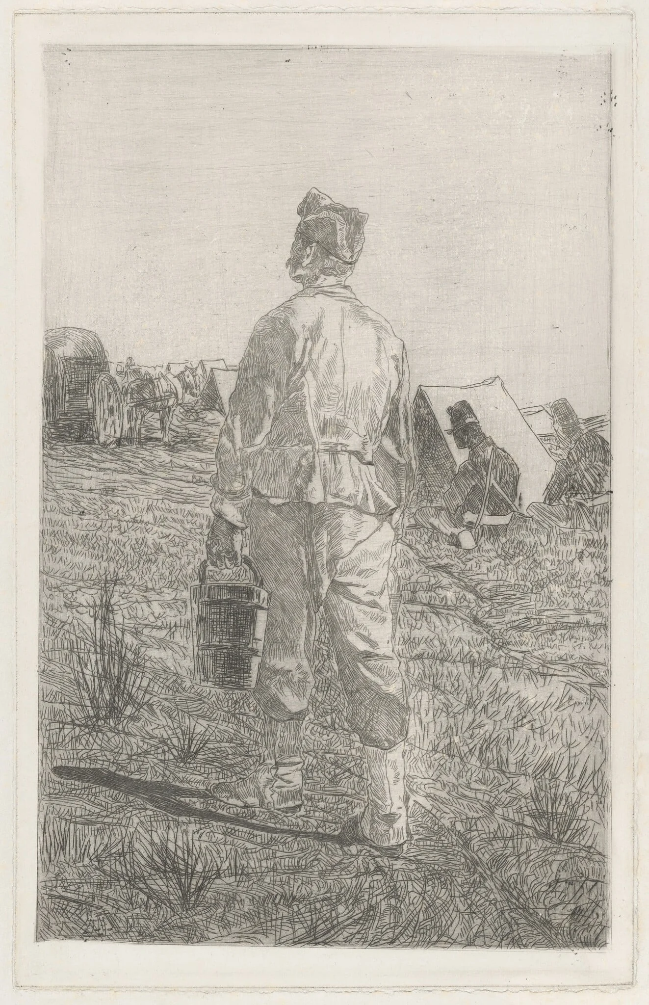 Soldier with a Pail, Seen from Behind (Soldato di spalle con secchio)
