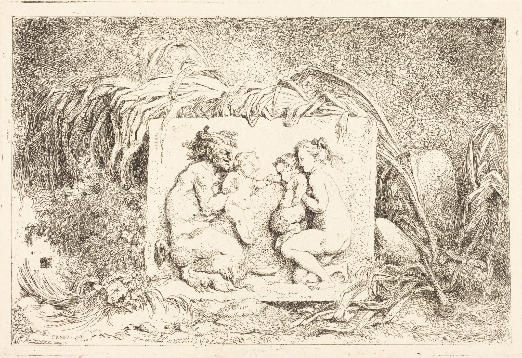 The Satyr's Family (La famille du satyre), by Jean Honoré Fragonard, ink, 1763