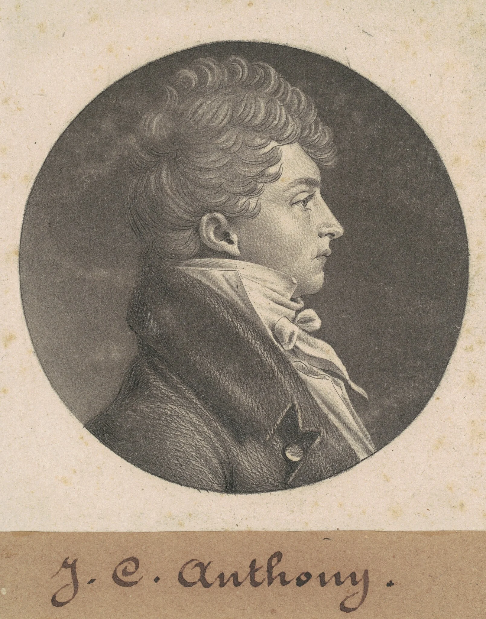 Unidentified Man, by Charles Balthazar Julien Févret de Saint-Mémin, ink, 1808