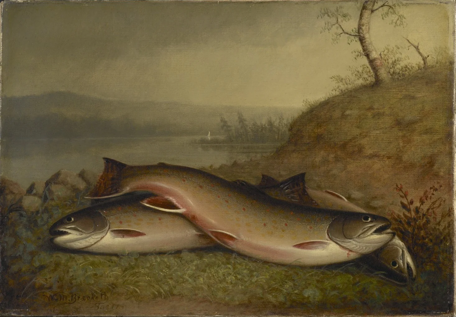 Trout, by Walter M. Brackett, oil, 1867