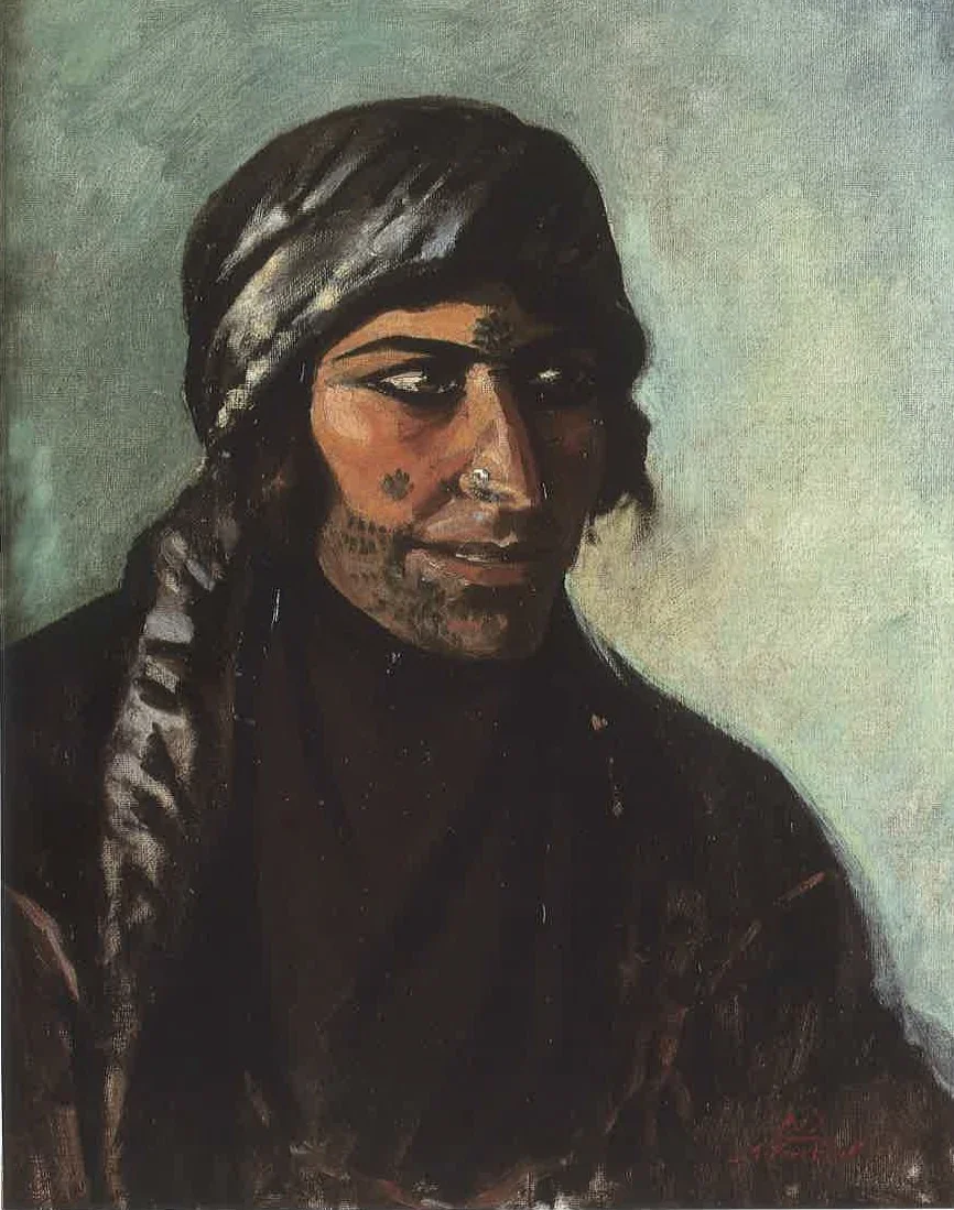 Portrait of a Bedouin Fortune teller, by Moustafa Farroukh, oil, 1939