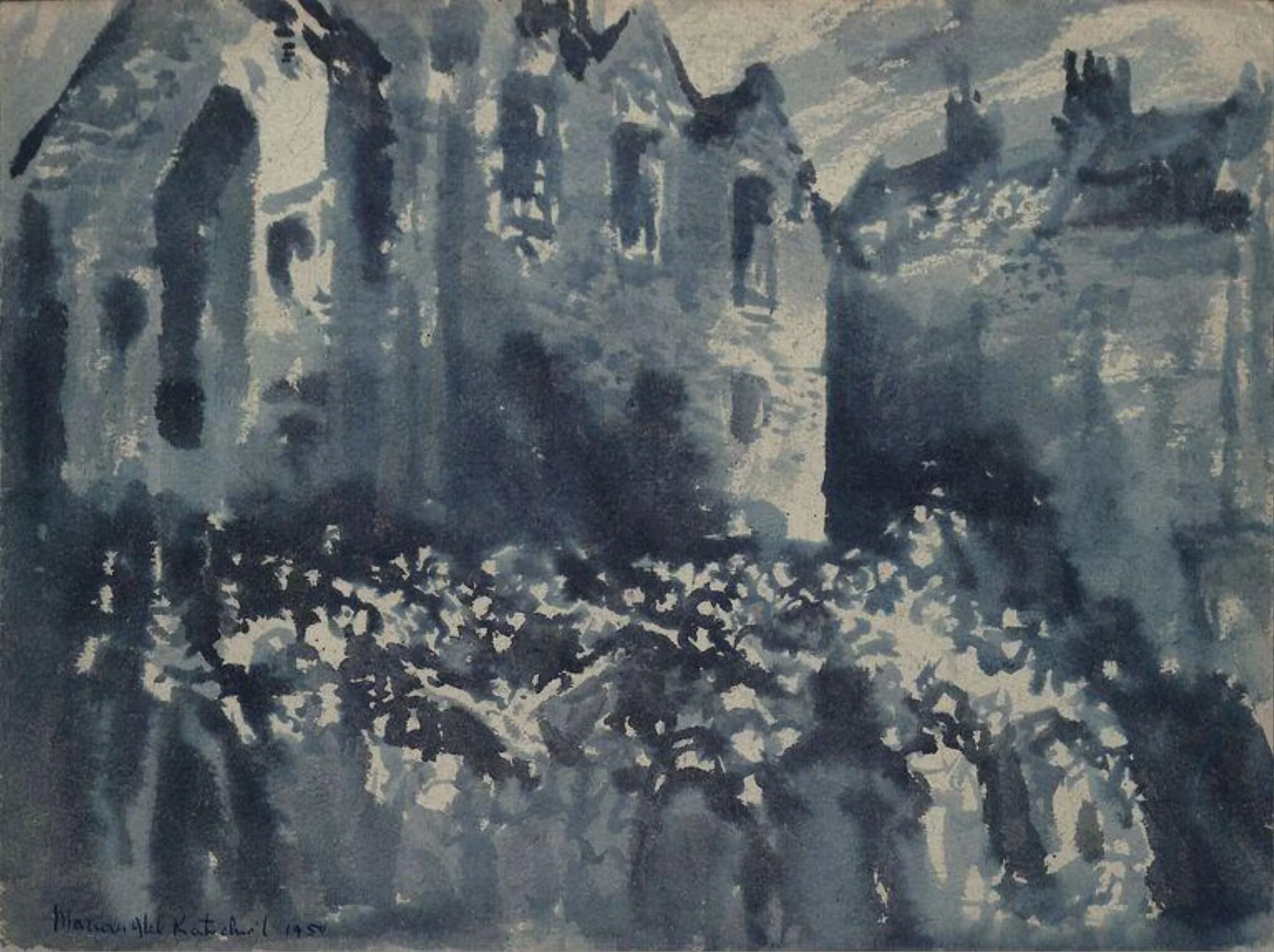 Petticoat Lane, by Marian Kratochwil, watercolor, 1950