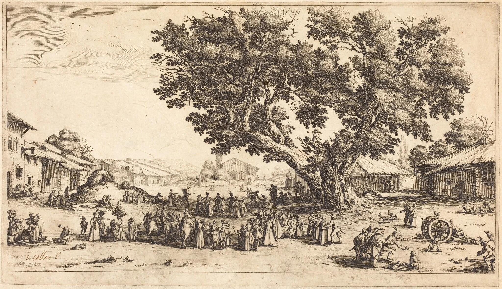 The Fair at Xeuilley, by Jacques Callot, ink, 1624