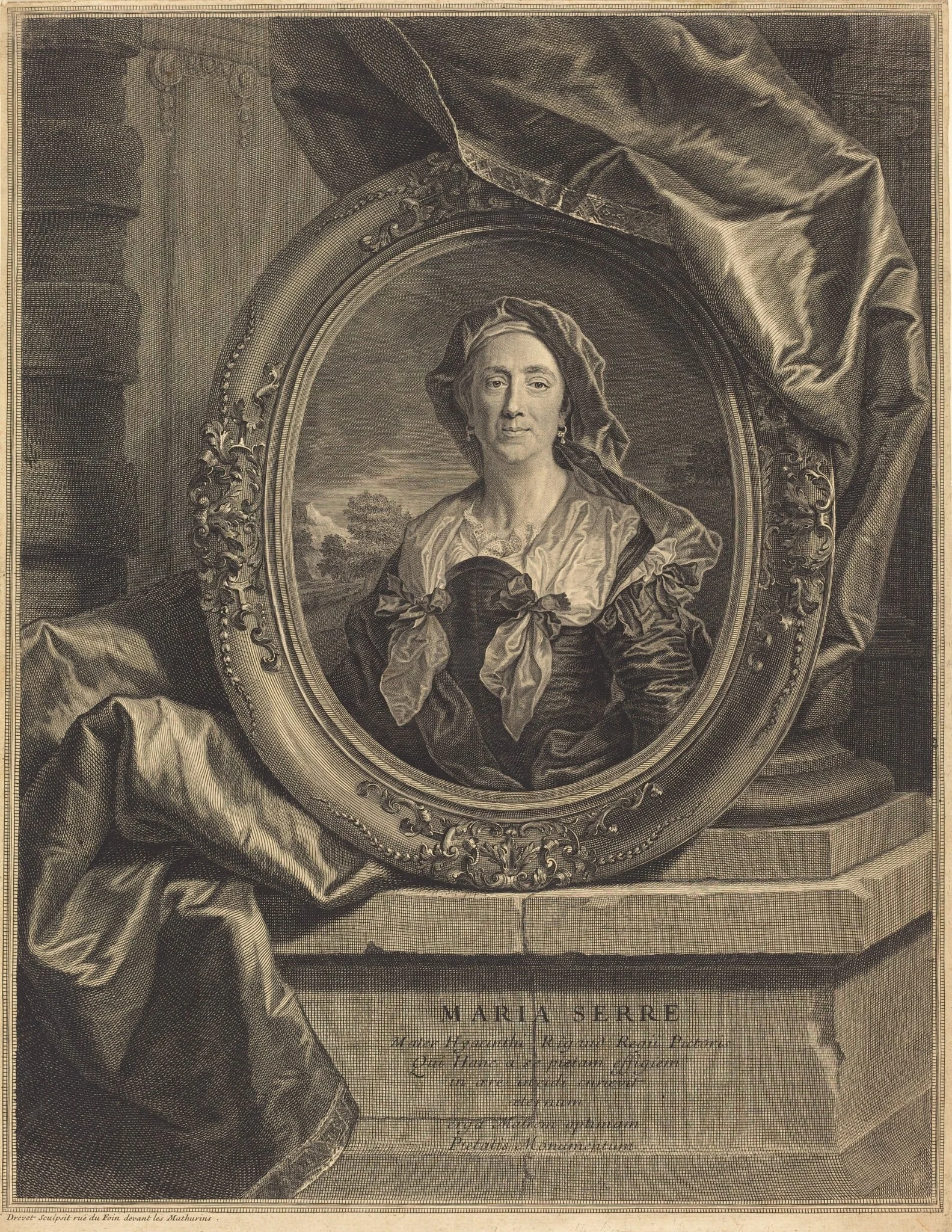 Maria Serre, Mater Hyacinth Rigaud, by Pierre Drevet, ink, 1703