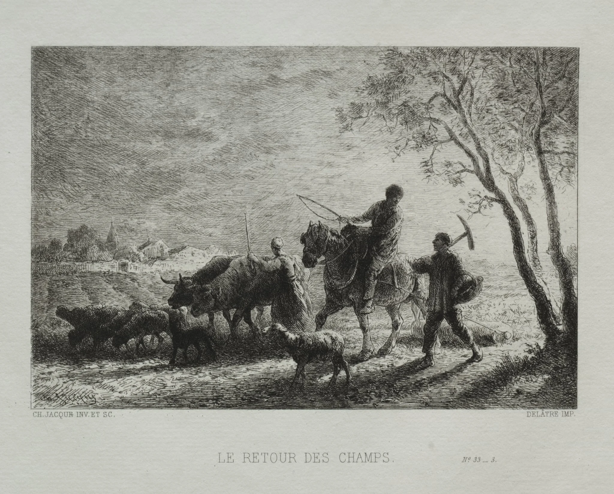 Return from the Fields, by Charles Jacque, 1865