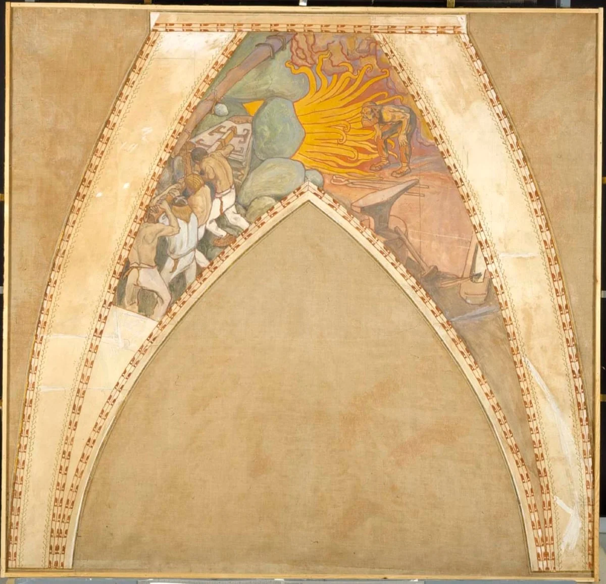 Sammon taonta, luonnos Suomen paviljongin kupolifreskoihin Pariisin vuoden 1900 maailmannäyttelyyn, by Akseli Gallen-Kallela, unspecified