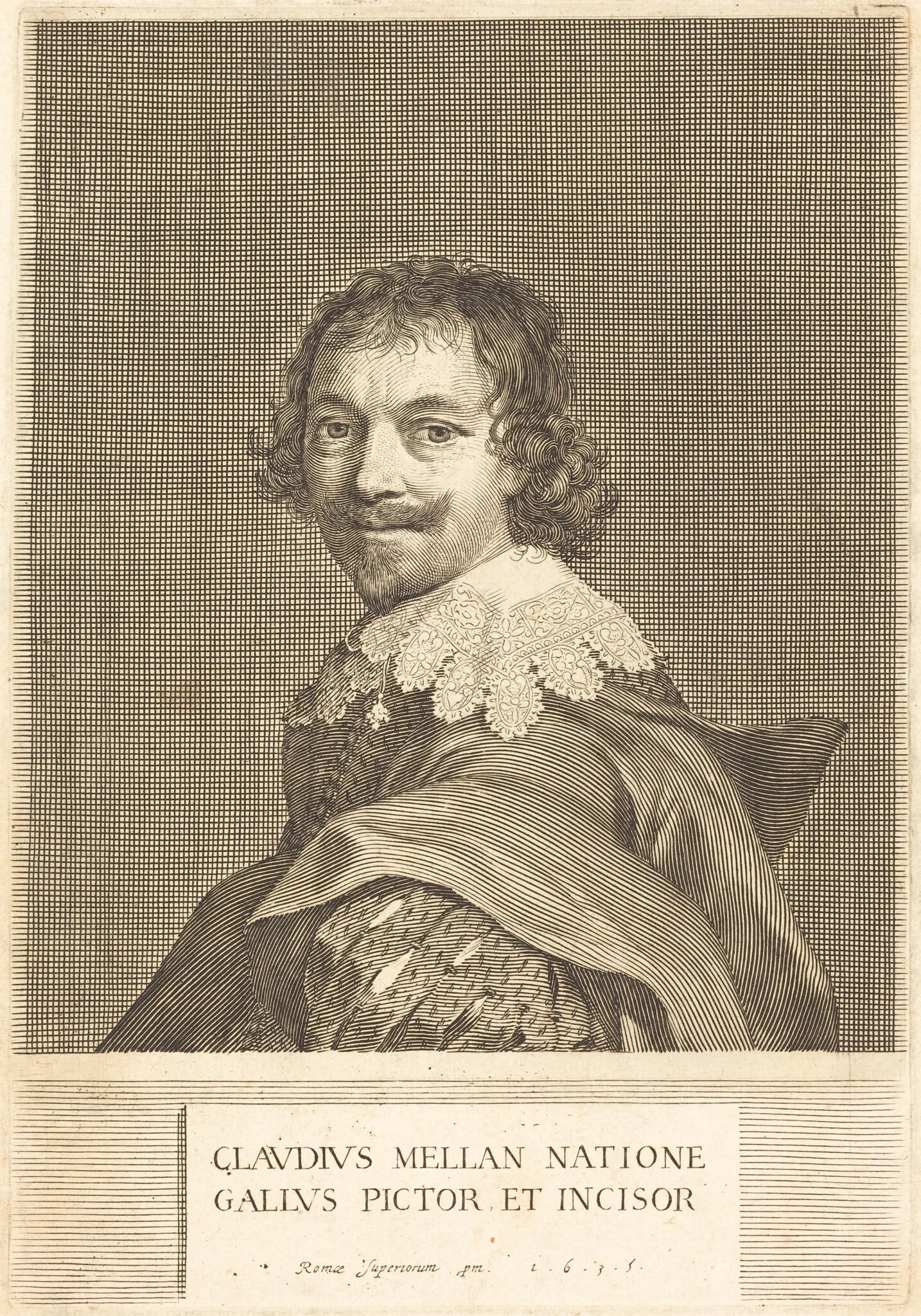 Self-Portrait, by Claude Mellan, ink, 1635