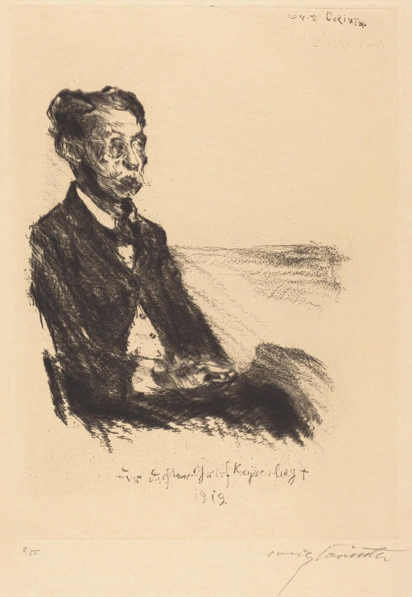 Bildnis des Grafen Keyserling (Portrait of Count Keyserling), by Lovis Corinth, ink, 1919