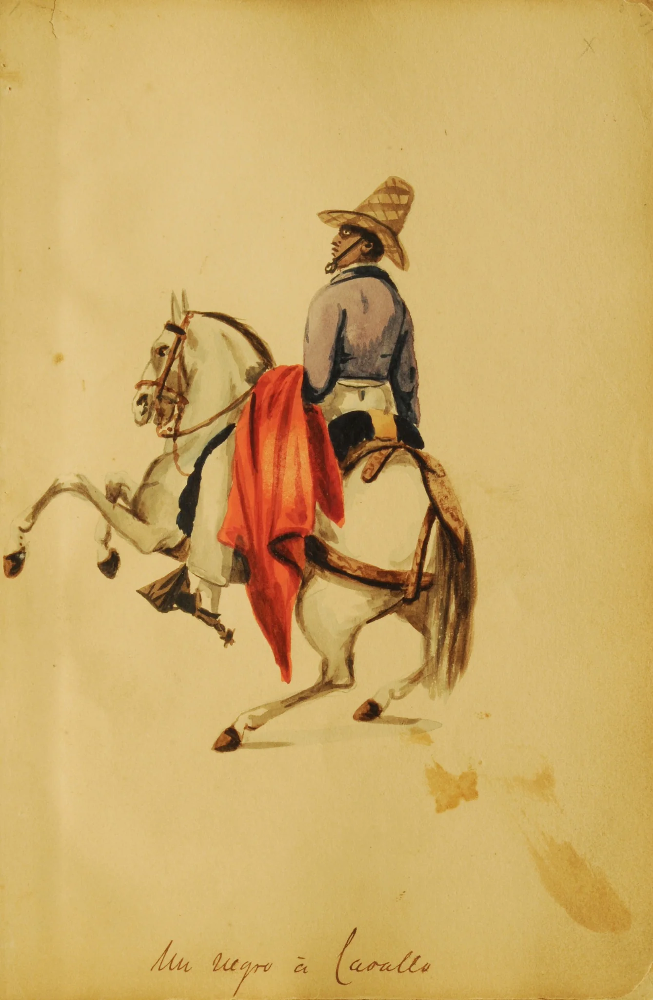 A Negro on horseback, by Pancho Fierro, unspecified, 1850