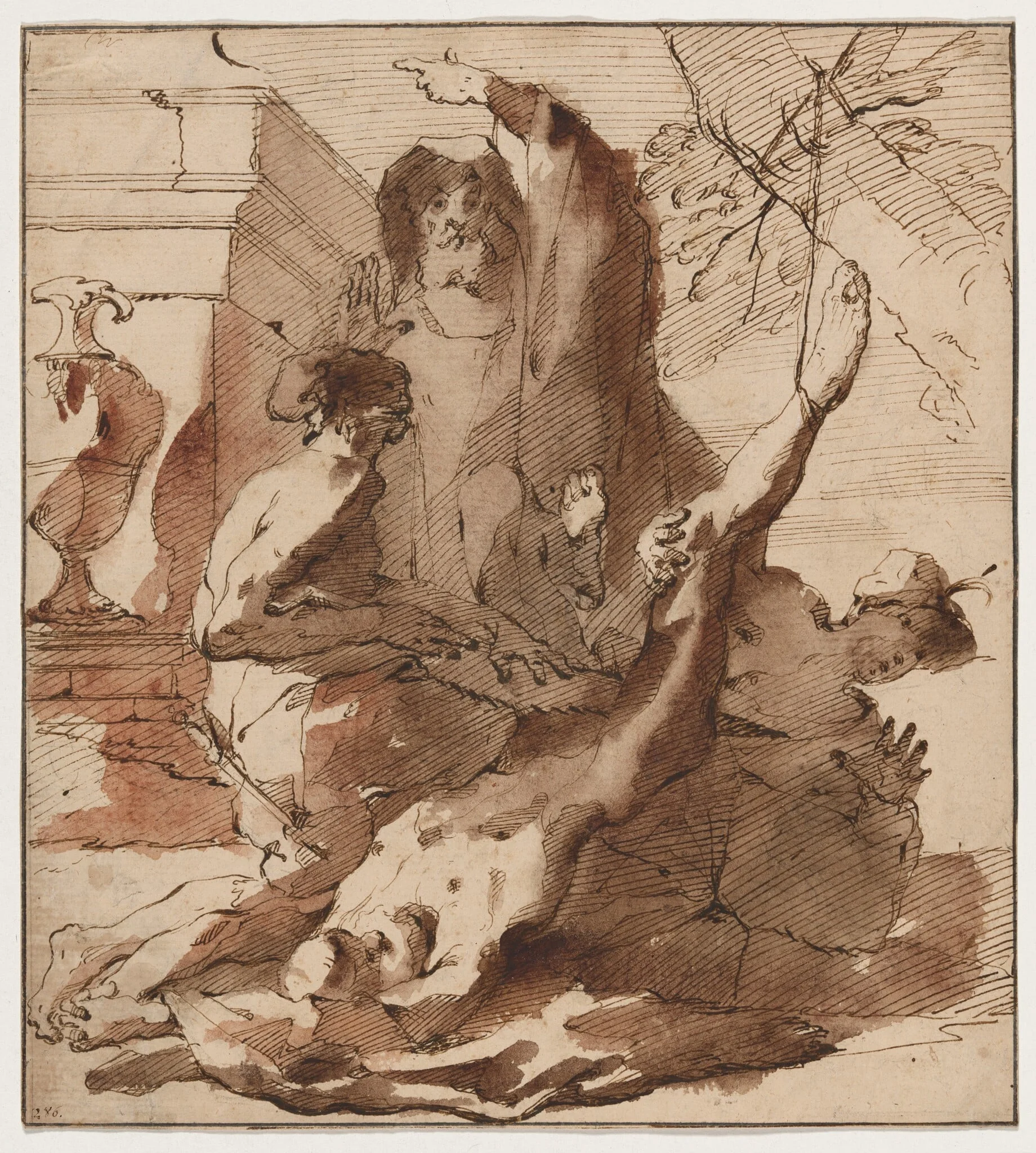 The Martyrdom of Saint Simon, by Austrian 18th Century, chalk, 1730
