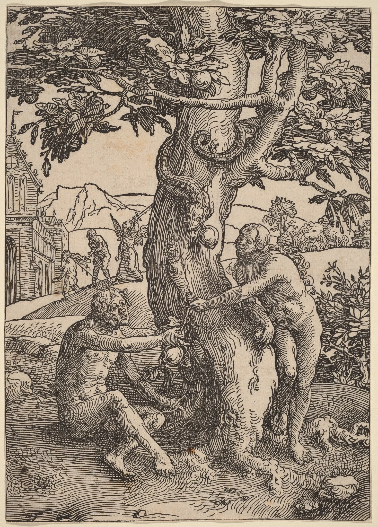Adam and Eve, by Lucas van Leyden, ink, 1518