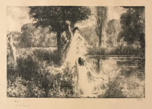 Two Nymphs Beside a Pond