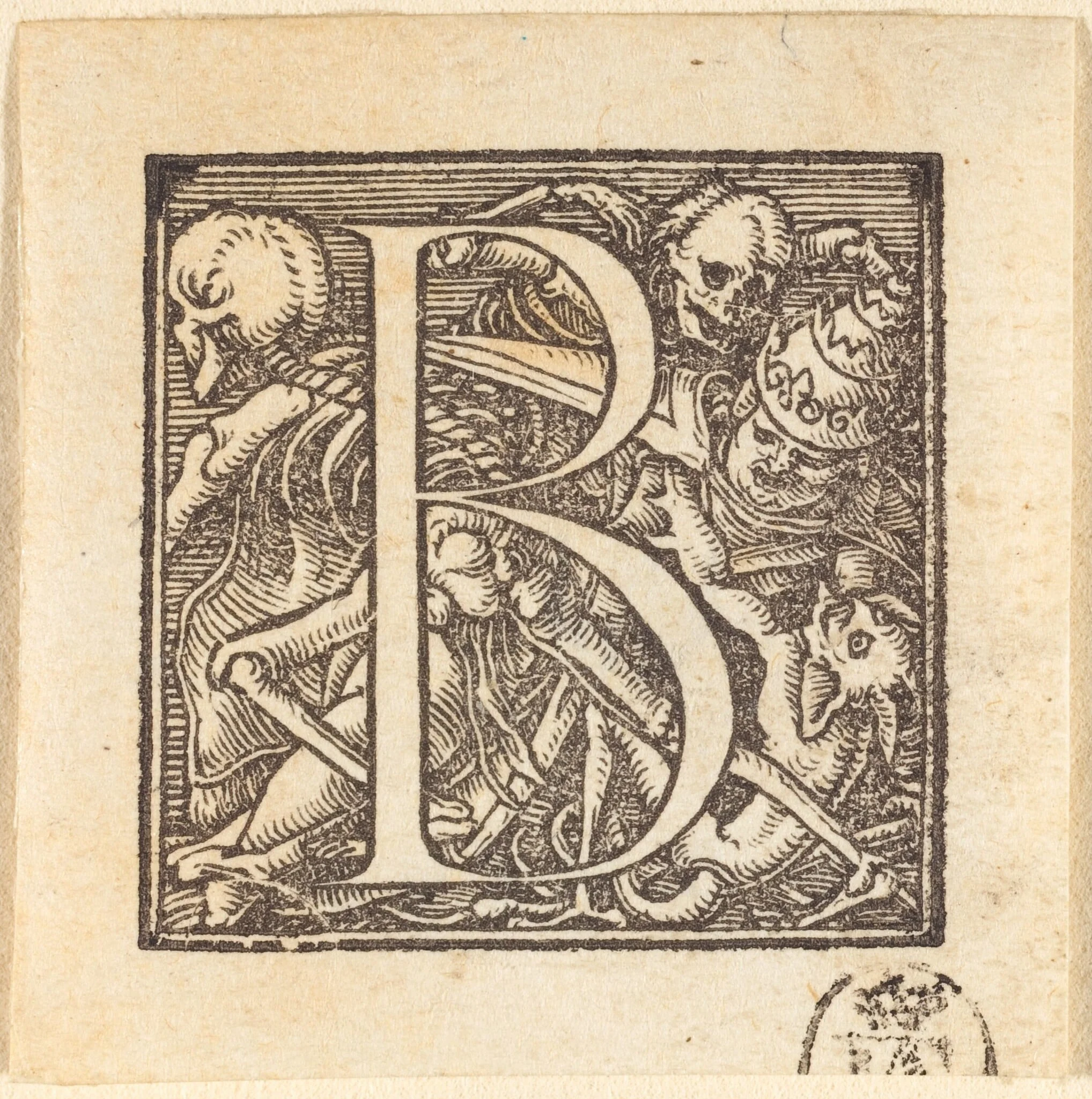 Letter B, by Hans Lützelburger, ink, 1523