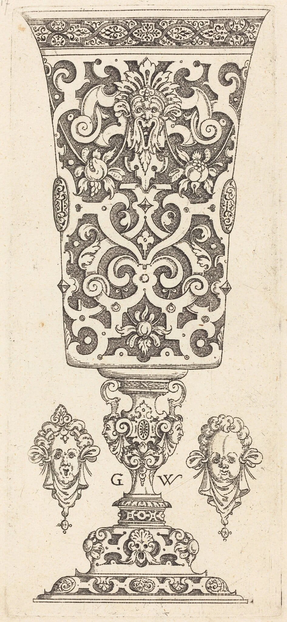 Goblet with base decorated with two large scallops