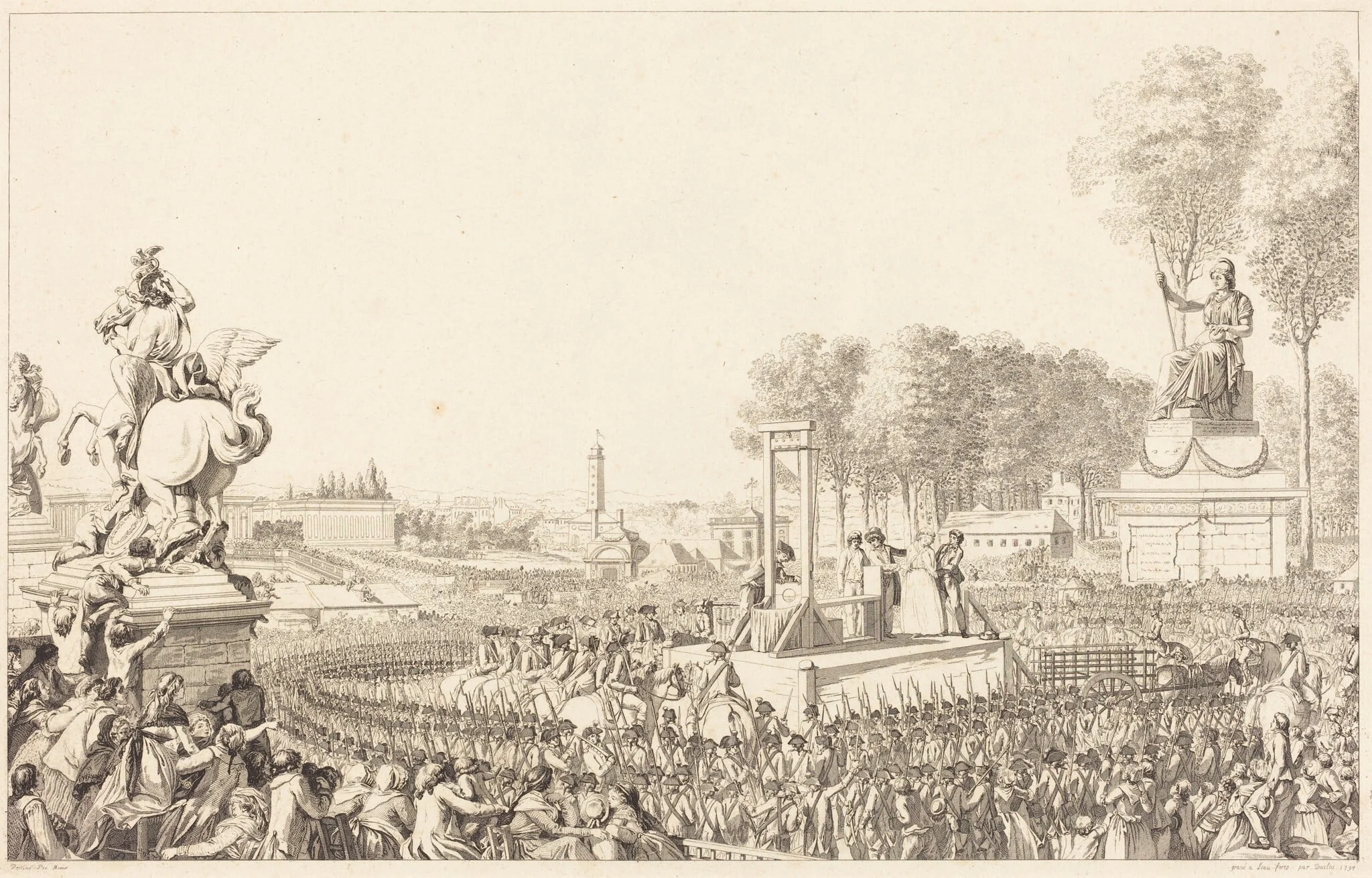 Journée du 16 Octobre 1793 [exécution de Marie-Antoinette], by Antoine-Jean Duclos, ink, 1794
