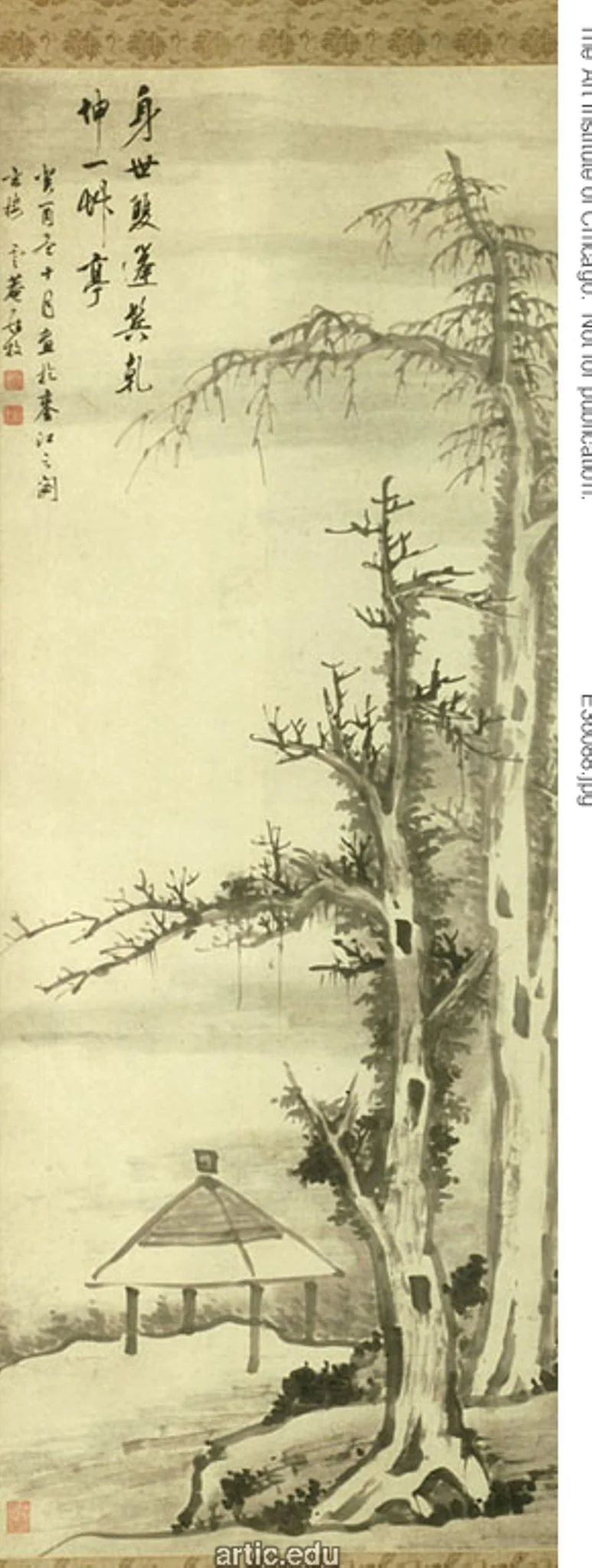 A Thatched Pavilion at the Foot of Two Old Cedar Trees