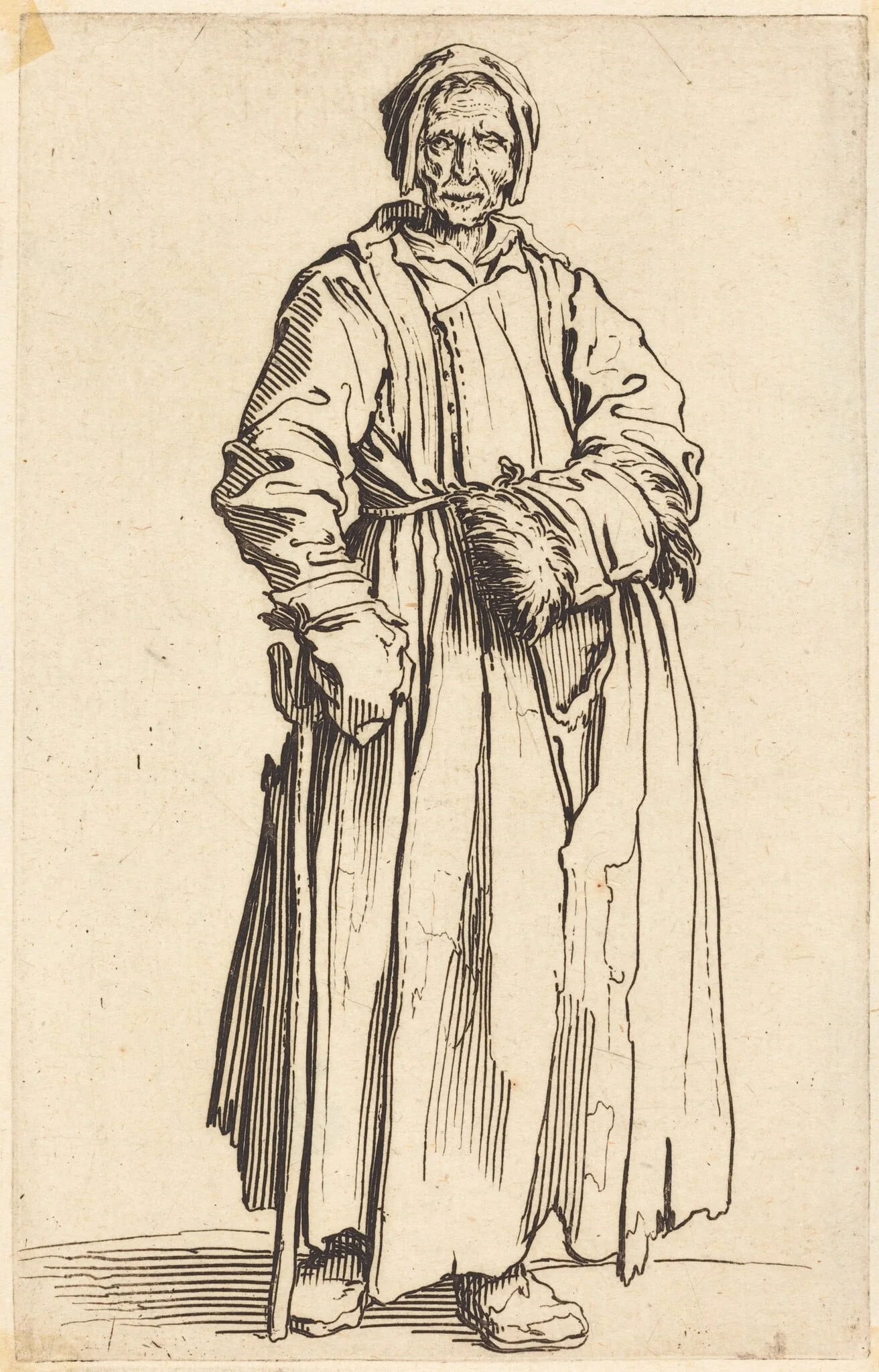 One-Eyed Woman, by Jacques Callot, ink, 1622