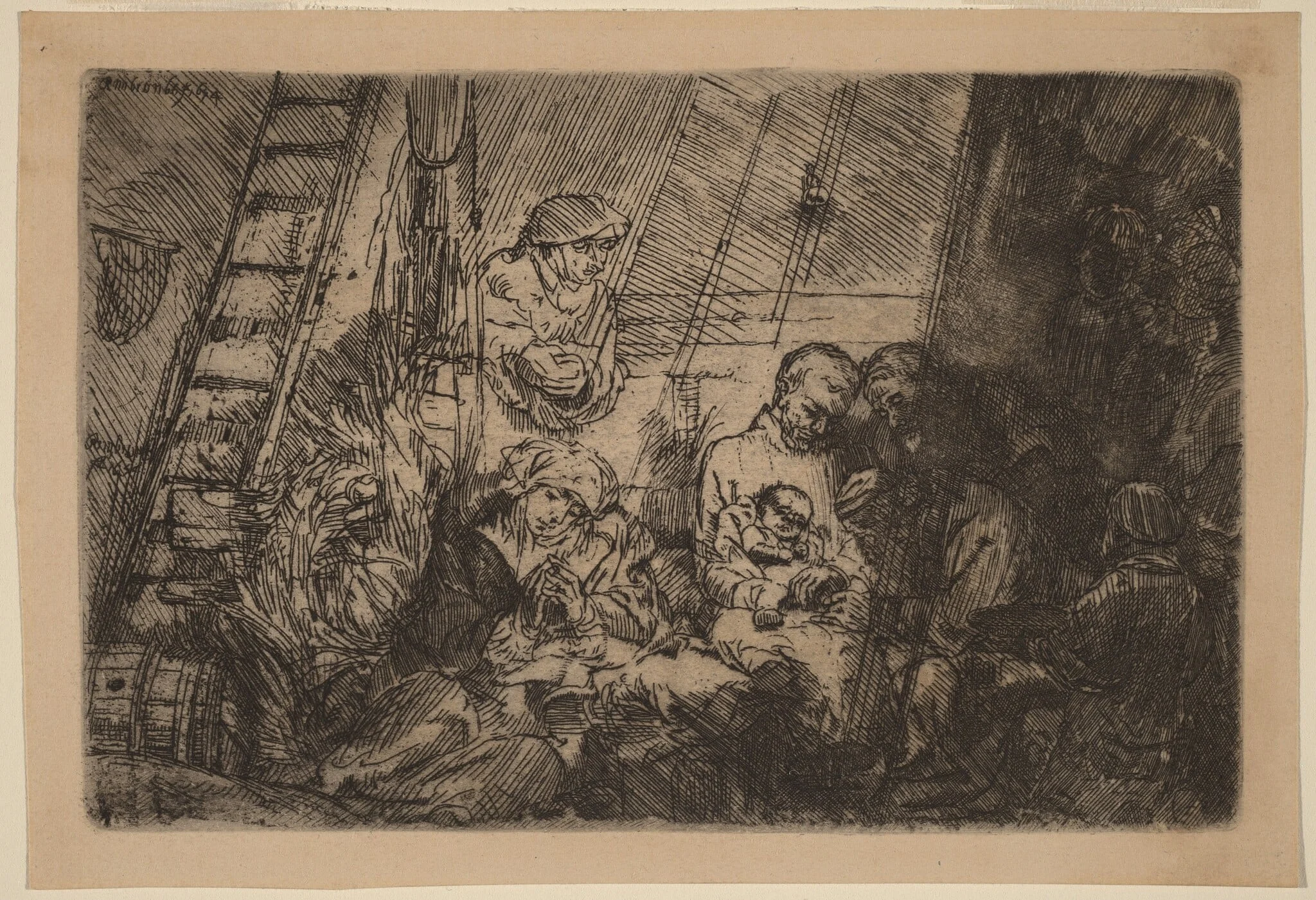The Circumcision in the Stable, by Rembrandt, ink, 1654