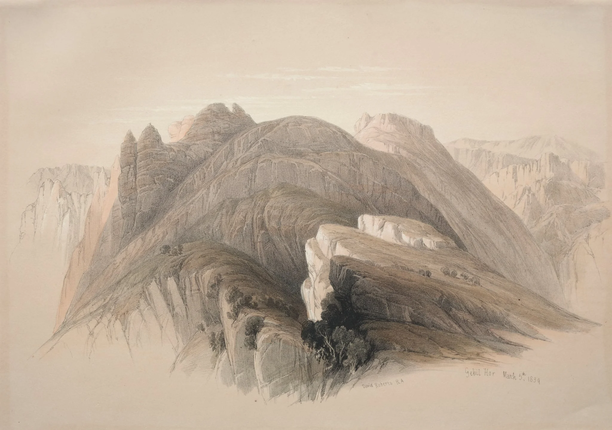 Gebil Hor.  Mount Hor, from the Cliffs Encircling Petra