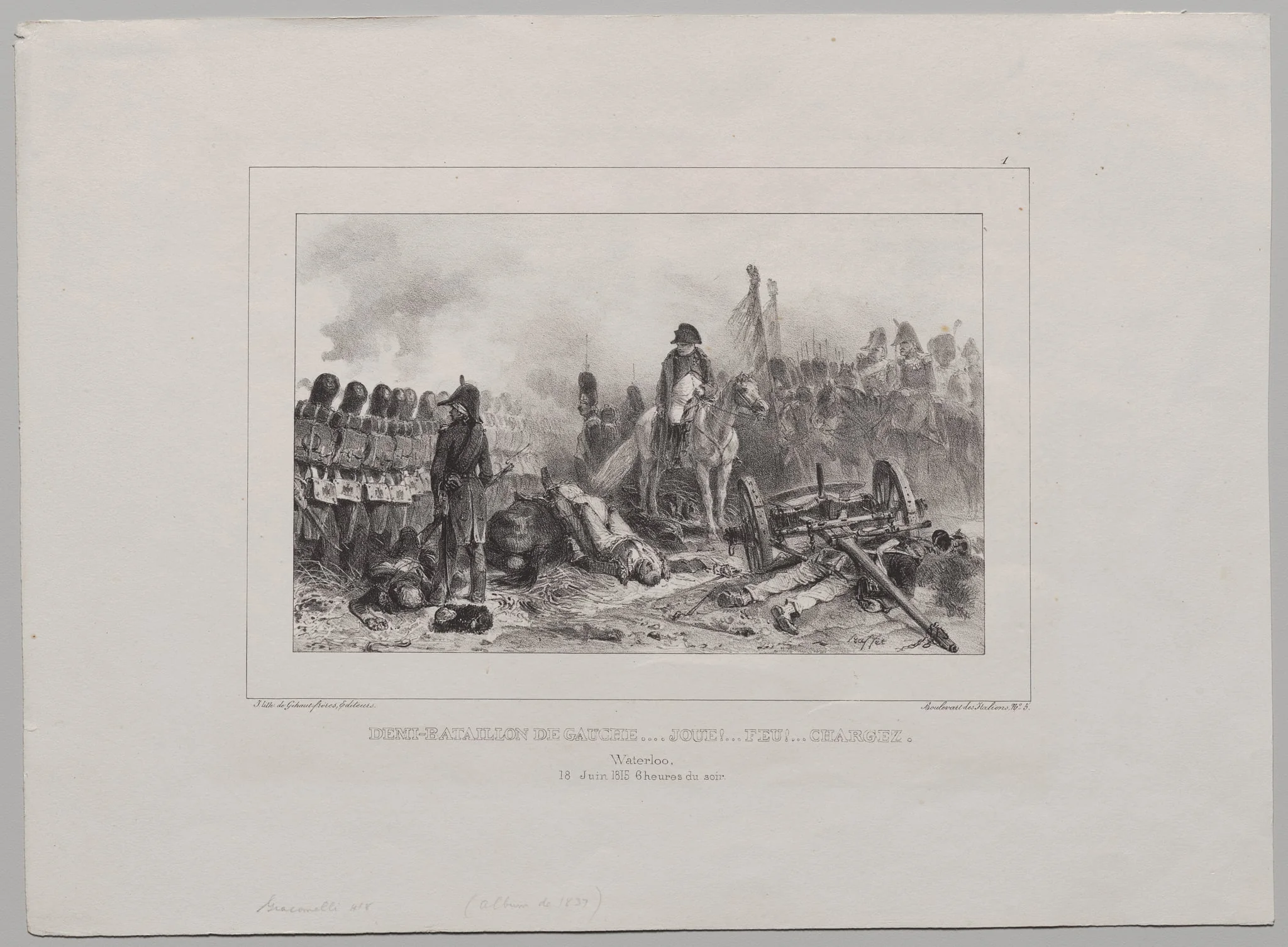 Lithographic Album of 1837: Half-Battalion at Left…Aim!...Fire!...Load, by Auguste Raffet, 1836