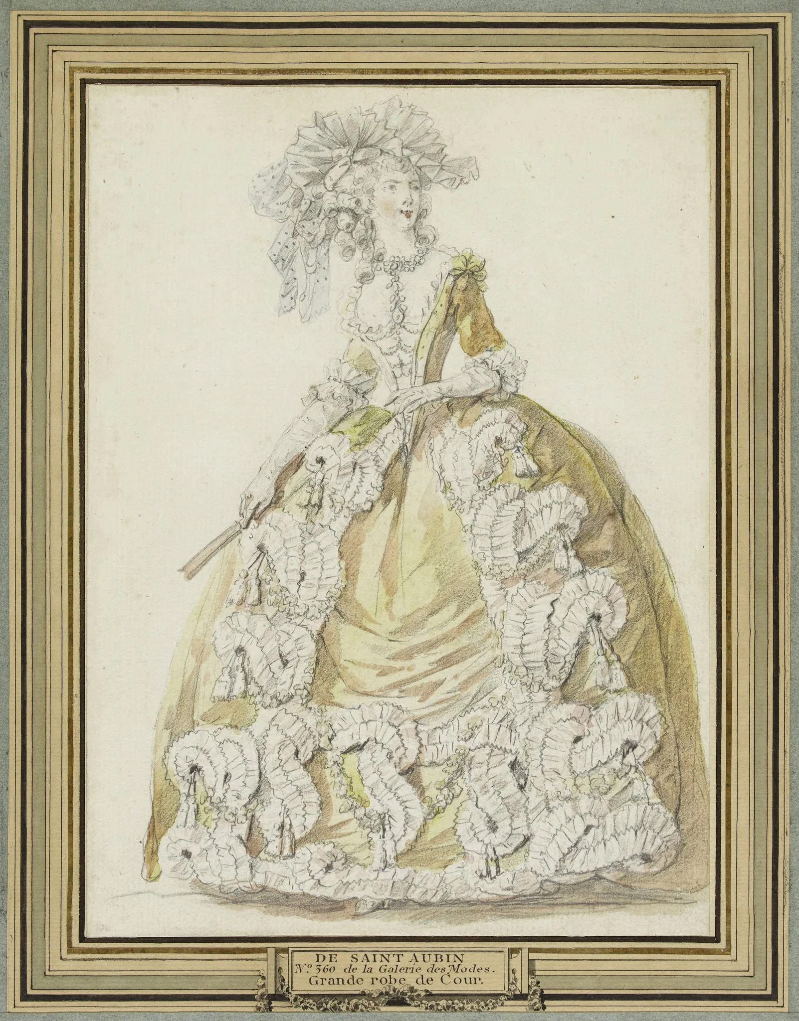 Grande robe de cour, by Augustin de Saint-Aubin, unspecified, 1788