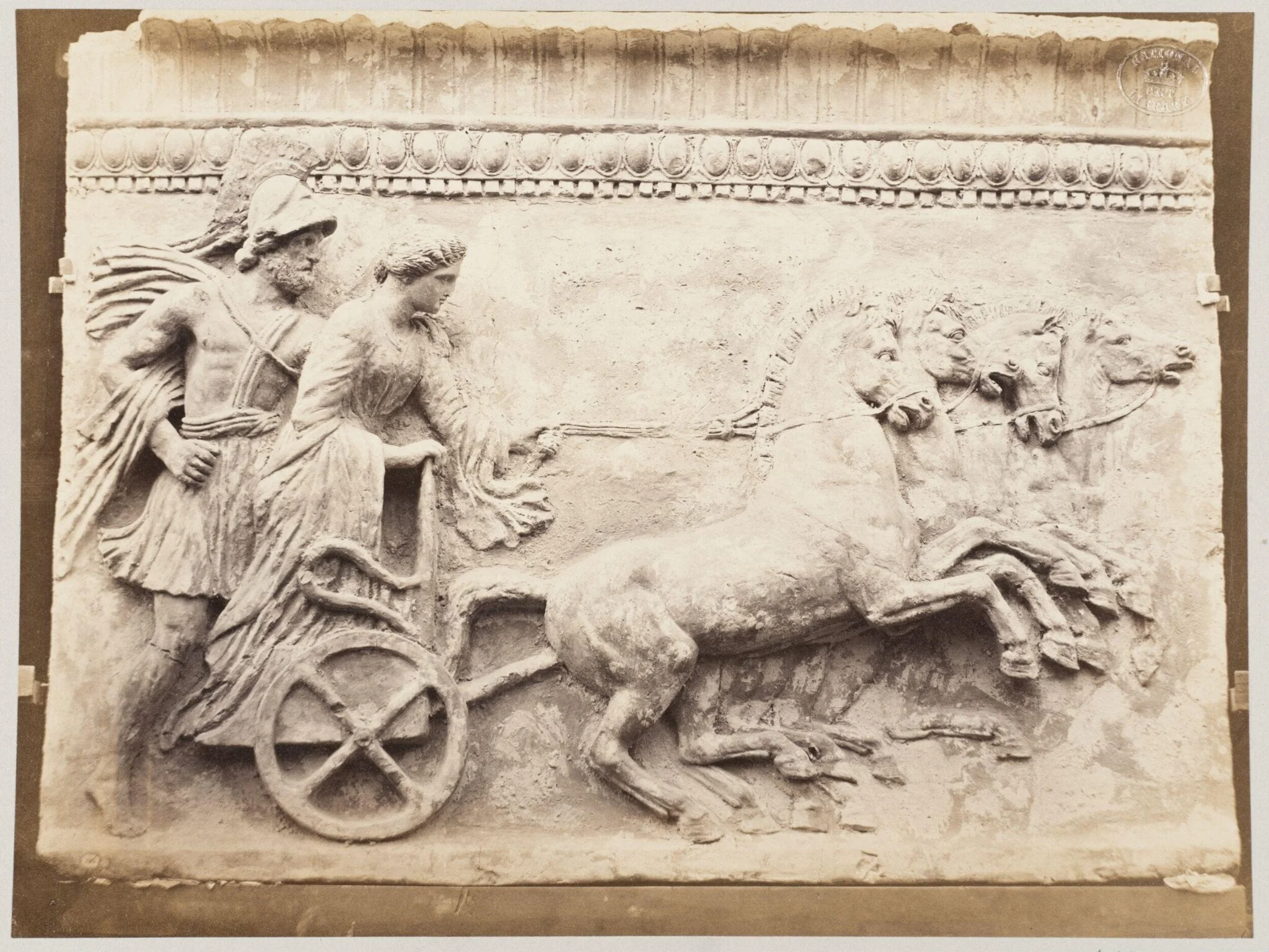Helen and Menelaus, bas-relief in terra cotta, by Louise Laffon, photographic, 1864