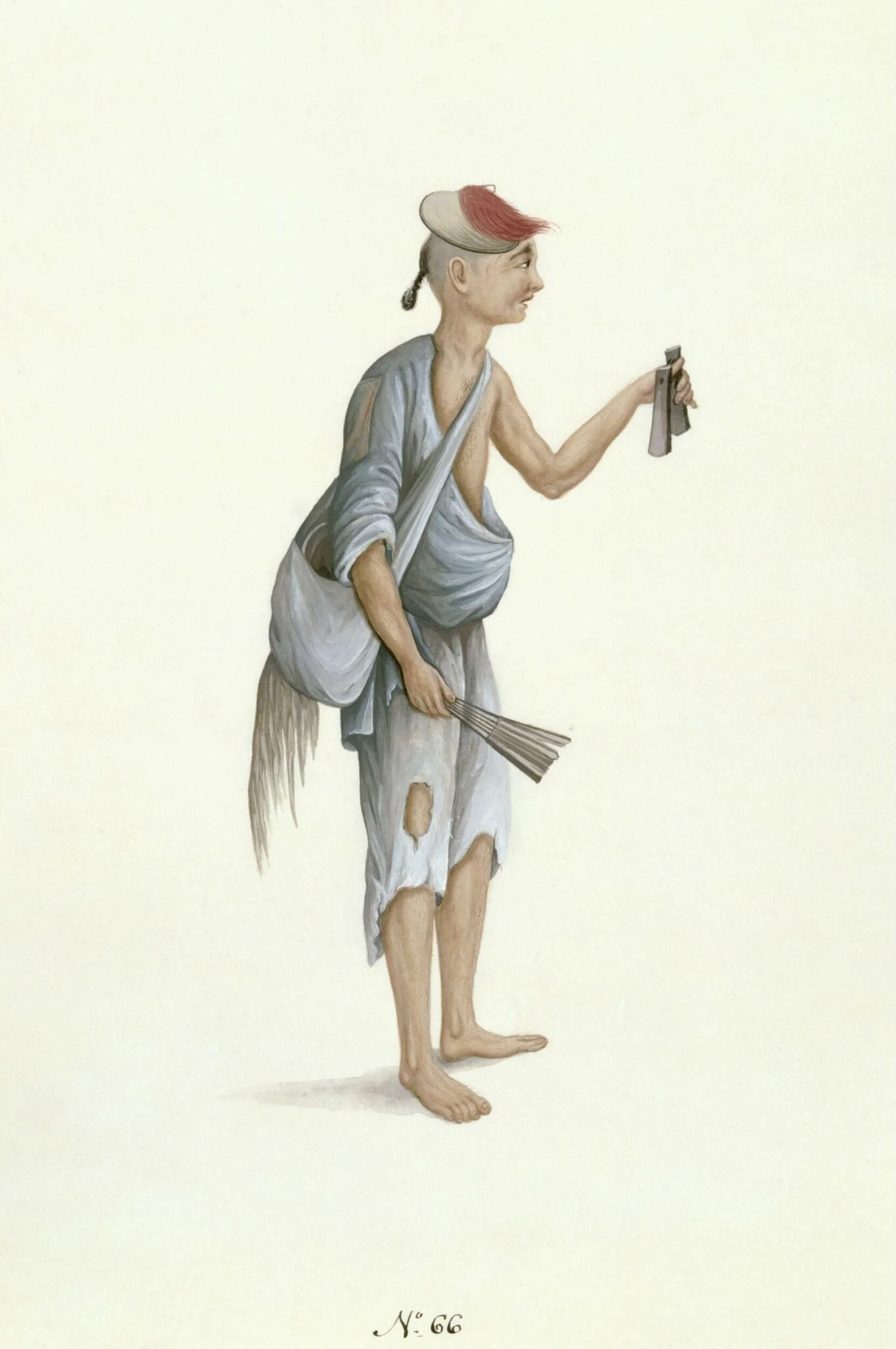 A Beggar, by Puqua, paint, 1790
