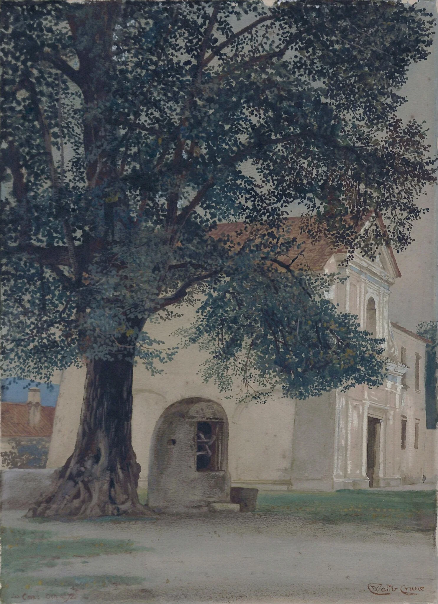 View at La Cava, near Salerno, South Italy, by Walter RWS Crane, watercolor, 1872