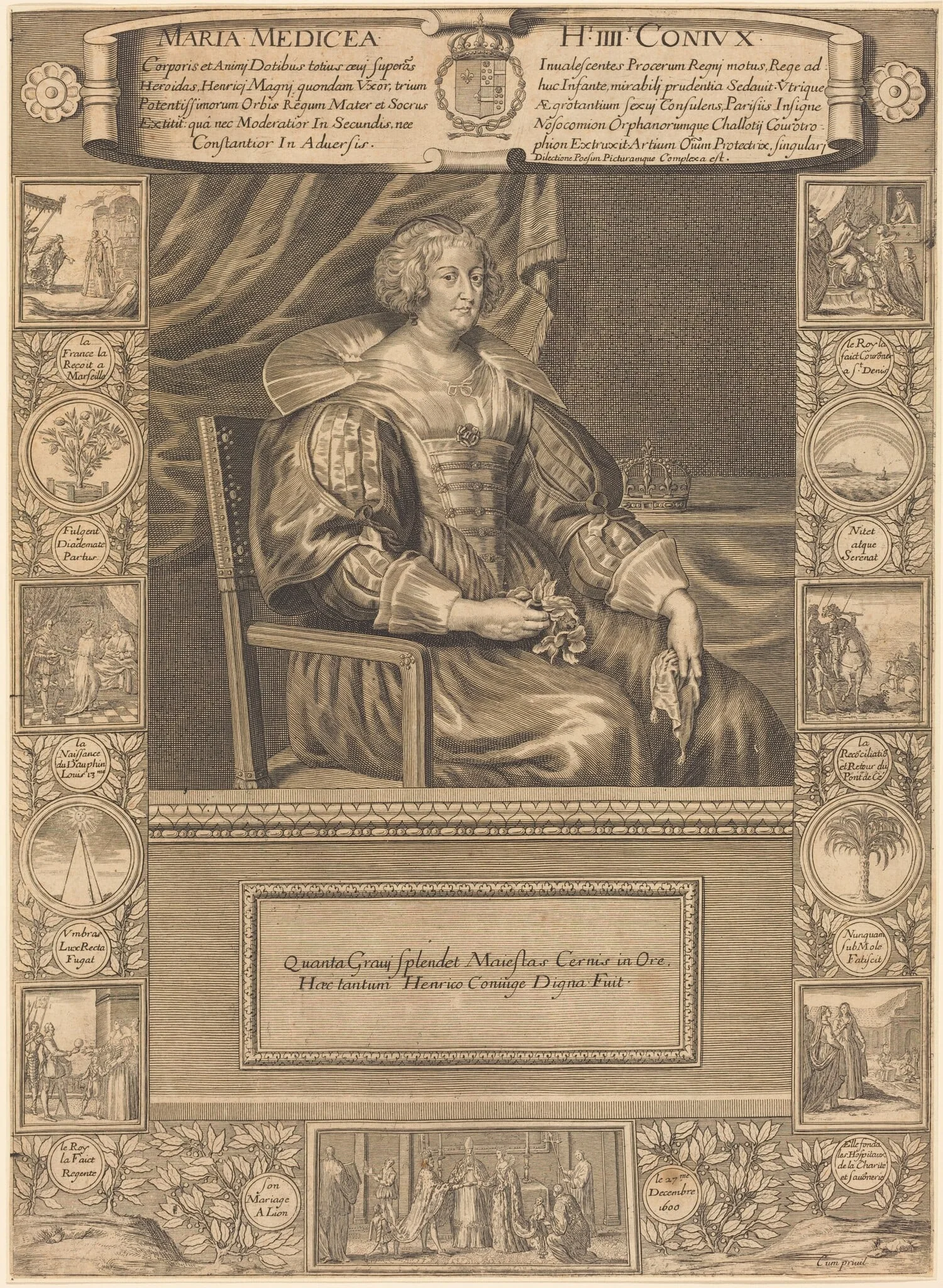 Marie de Medici, by French 17th Century, ink, 1650