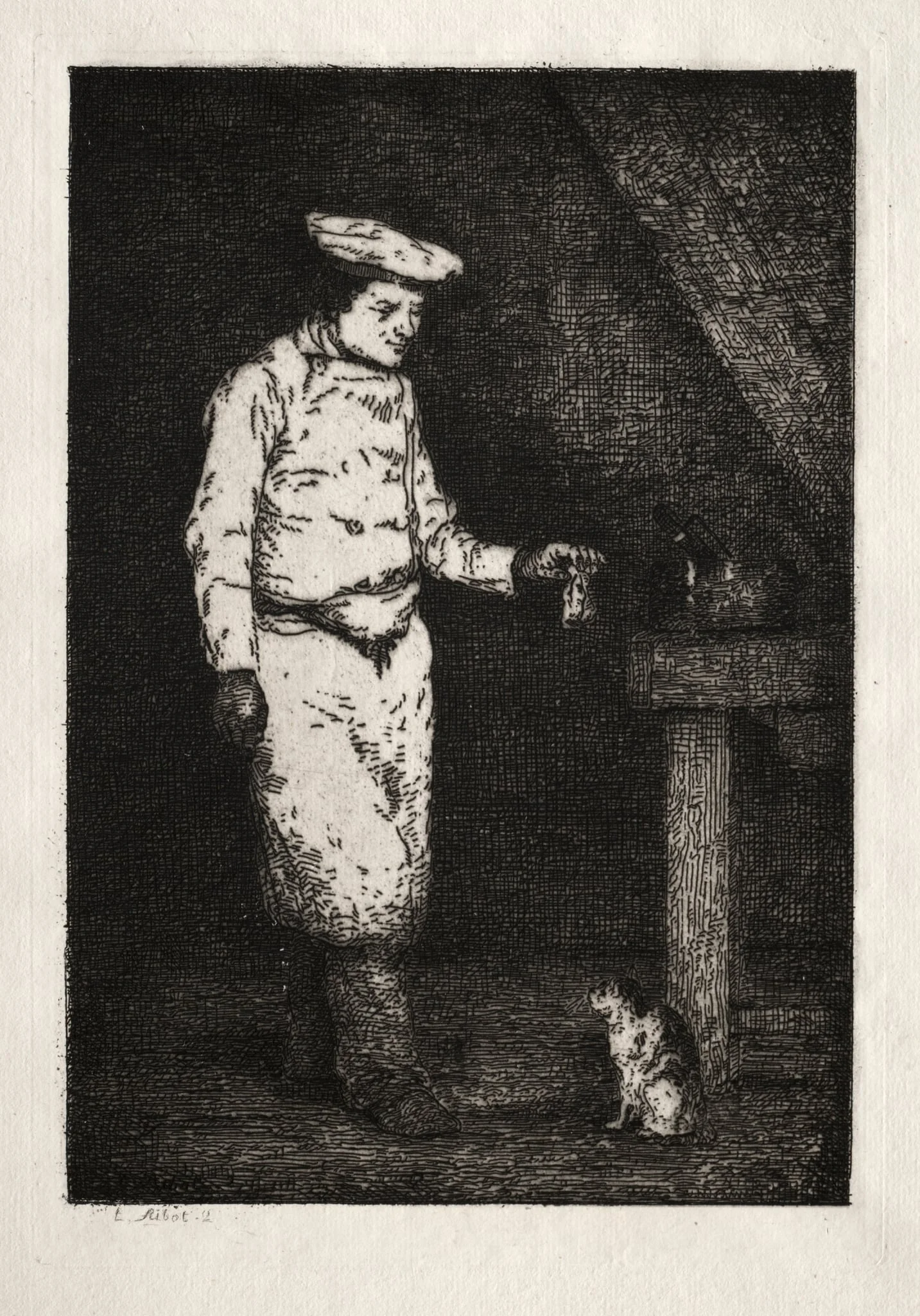 Le déjeuner du chat, by Augustin Théodule Ribot, 1867