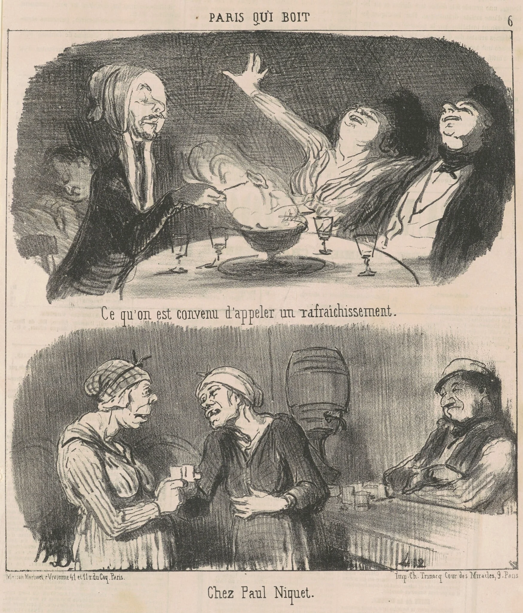 Ce qu'on est convenue d'appeler un rafraichissement, by Honoré Daumier, ink, 1852