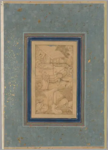 A woman mistakes a cow for the Angel of Death, from a Lights of Canopus (Anwar-i Suhaili) of Kashifi (Iranian, d. 1504)