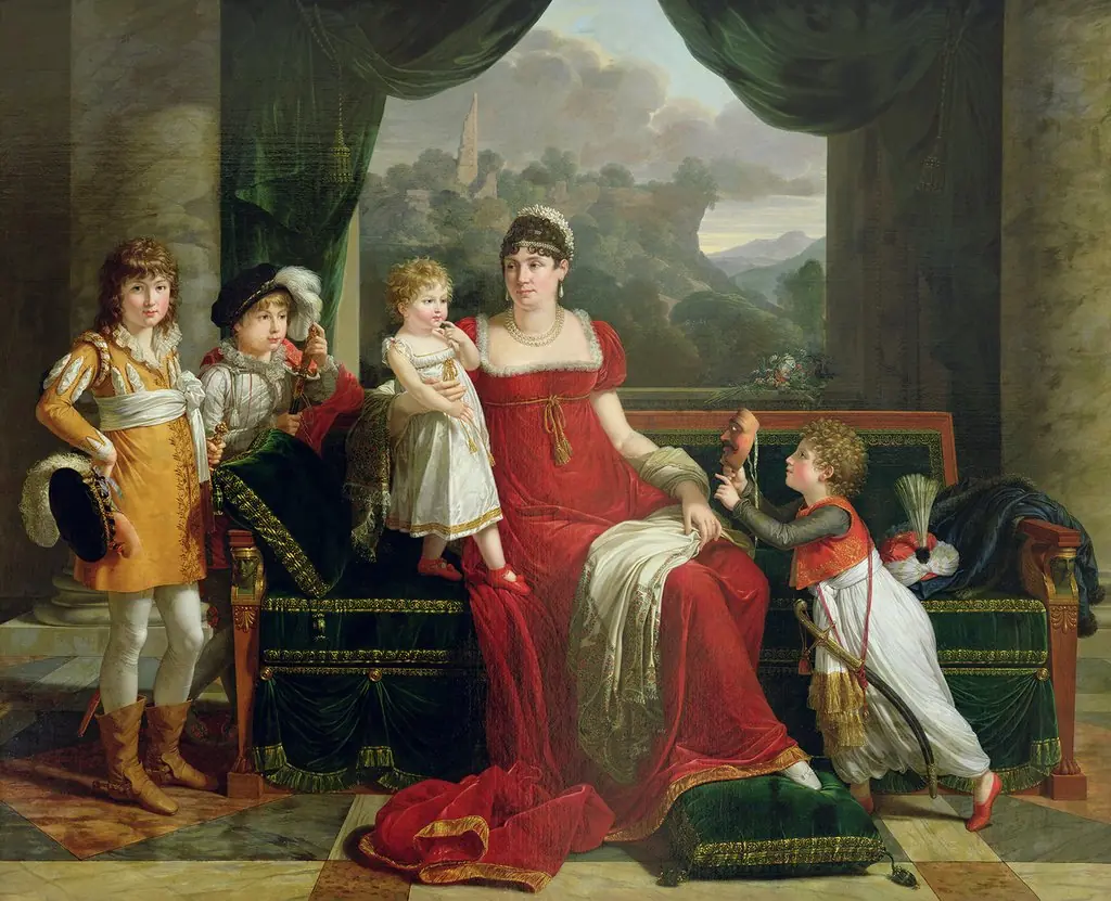 Portrait de la générale Clarke avec ses quatre enfants