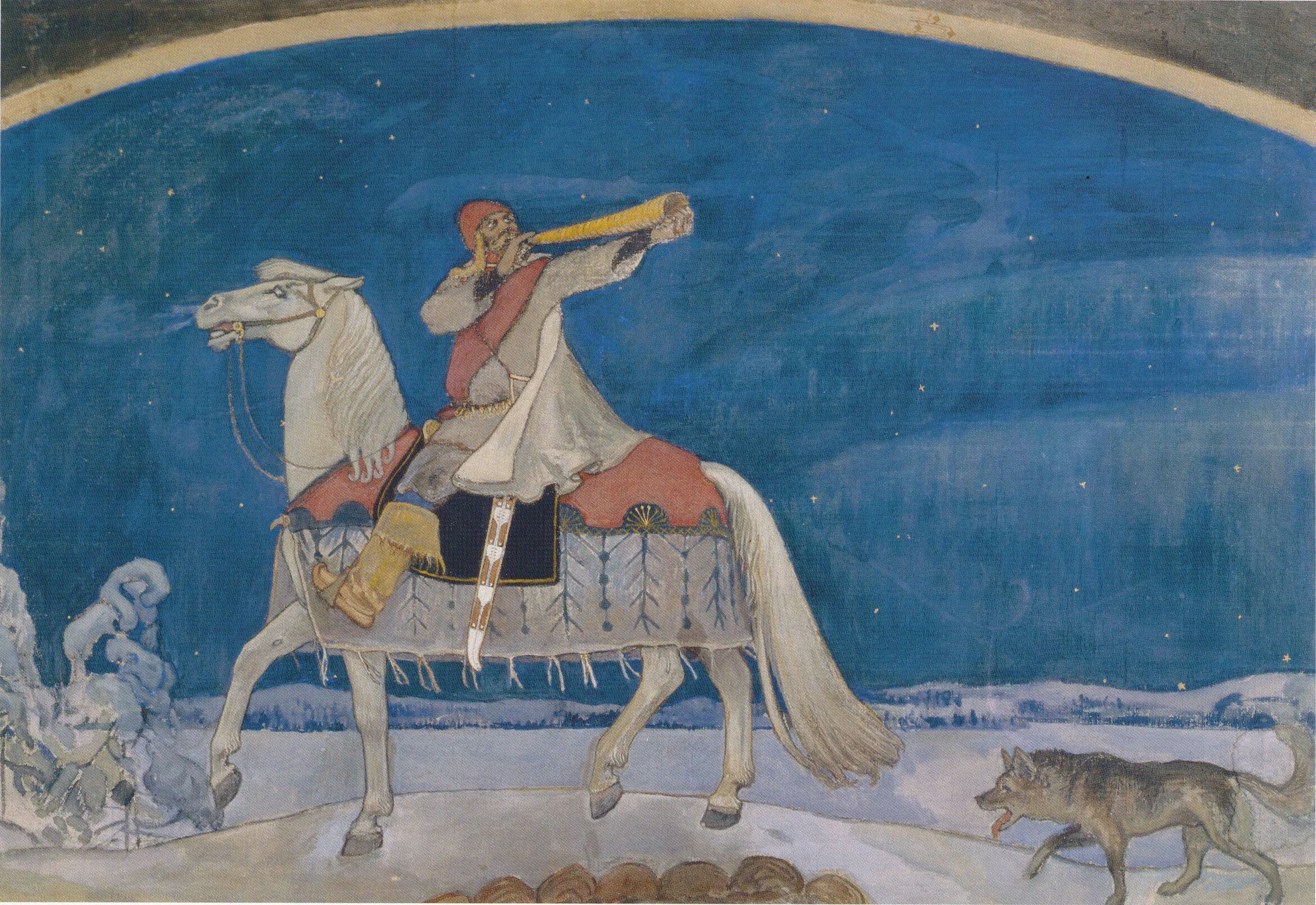 Kullervo Sets off for Battle, by Akseli Gallen-Kallela, tempera, 1901