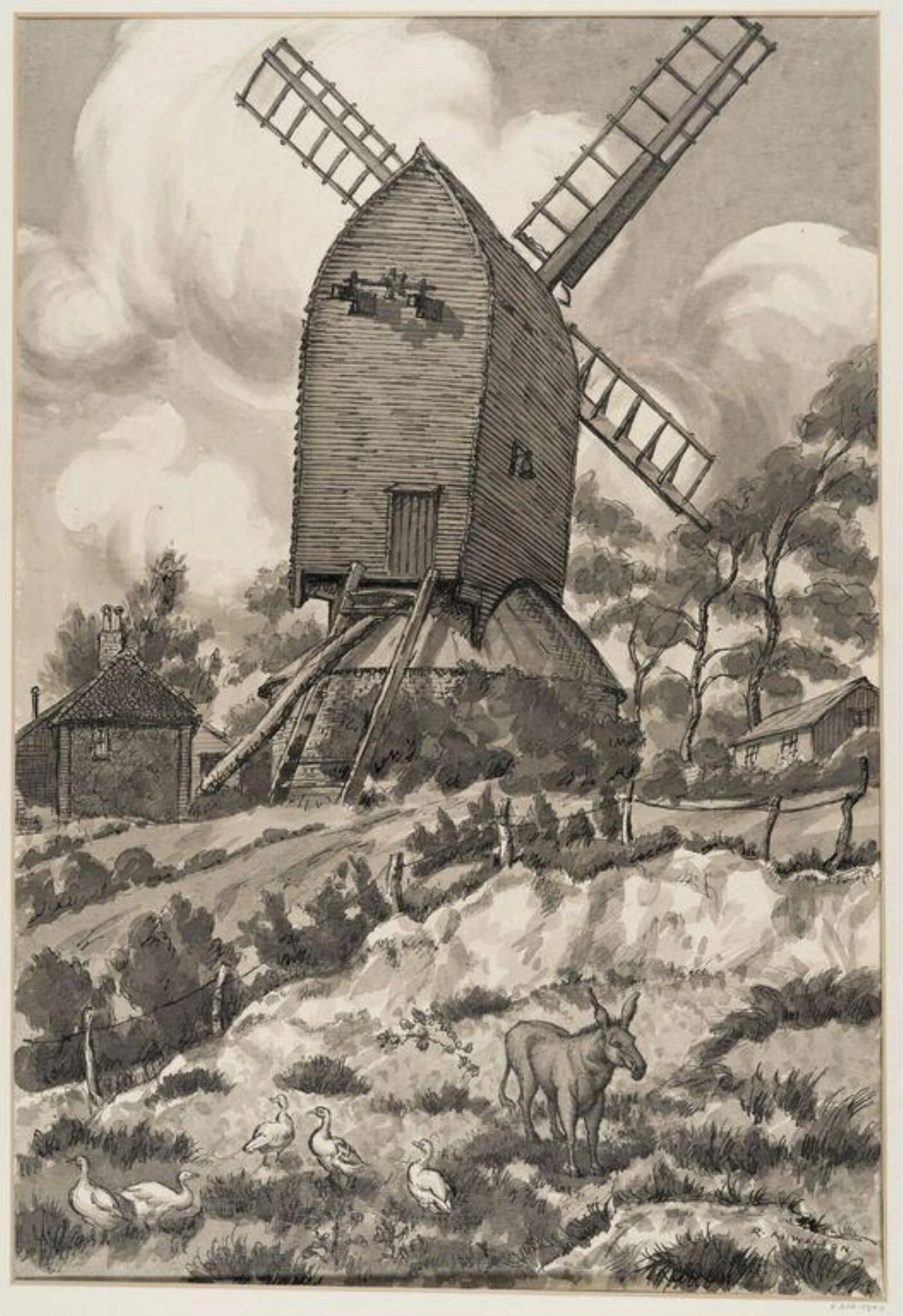 Mill on Reigate Heath, Surrey, by Robert Arthur Wilson, 1945