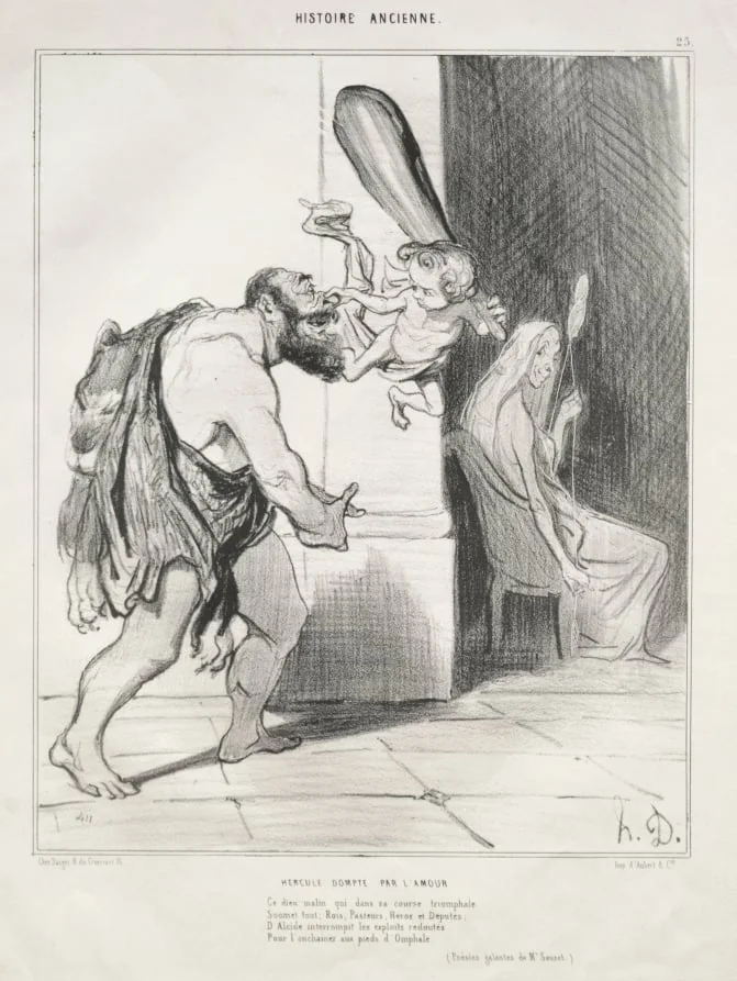 Hercules Tamed by Love, by Honoré Daumier, 1842