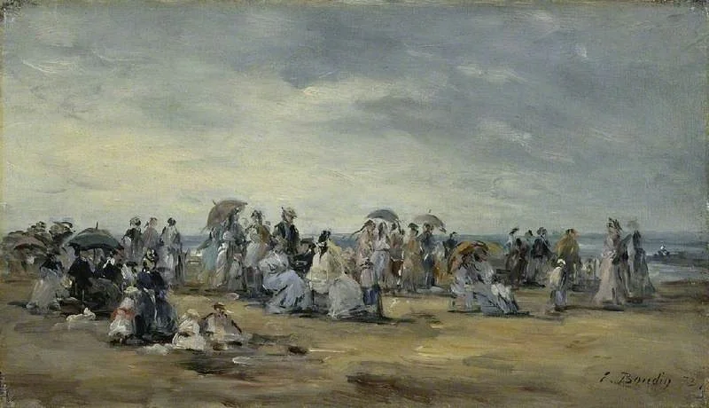The Beach at Trouville, by Eugène Boudin, oil, 1873
