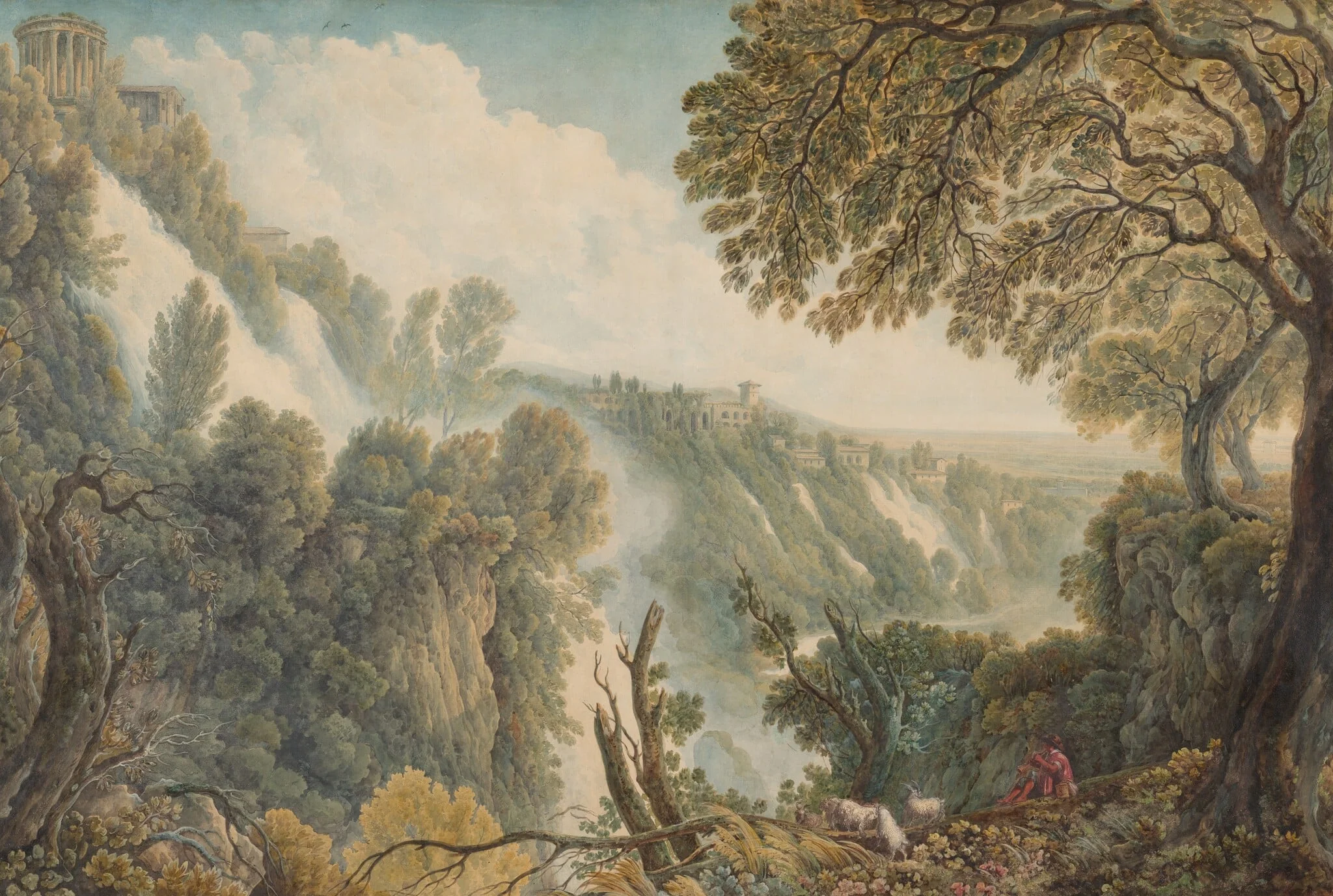 The Waterfalls at Tivoli, by Louis Ducros, gouache, 1790