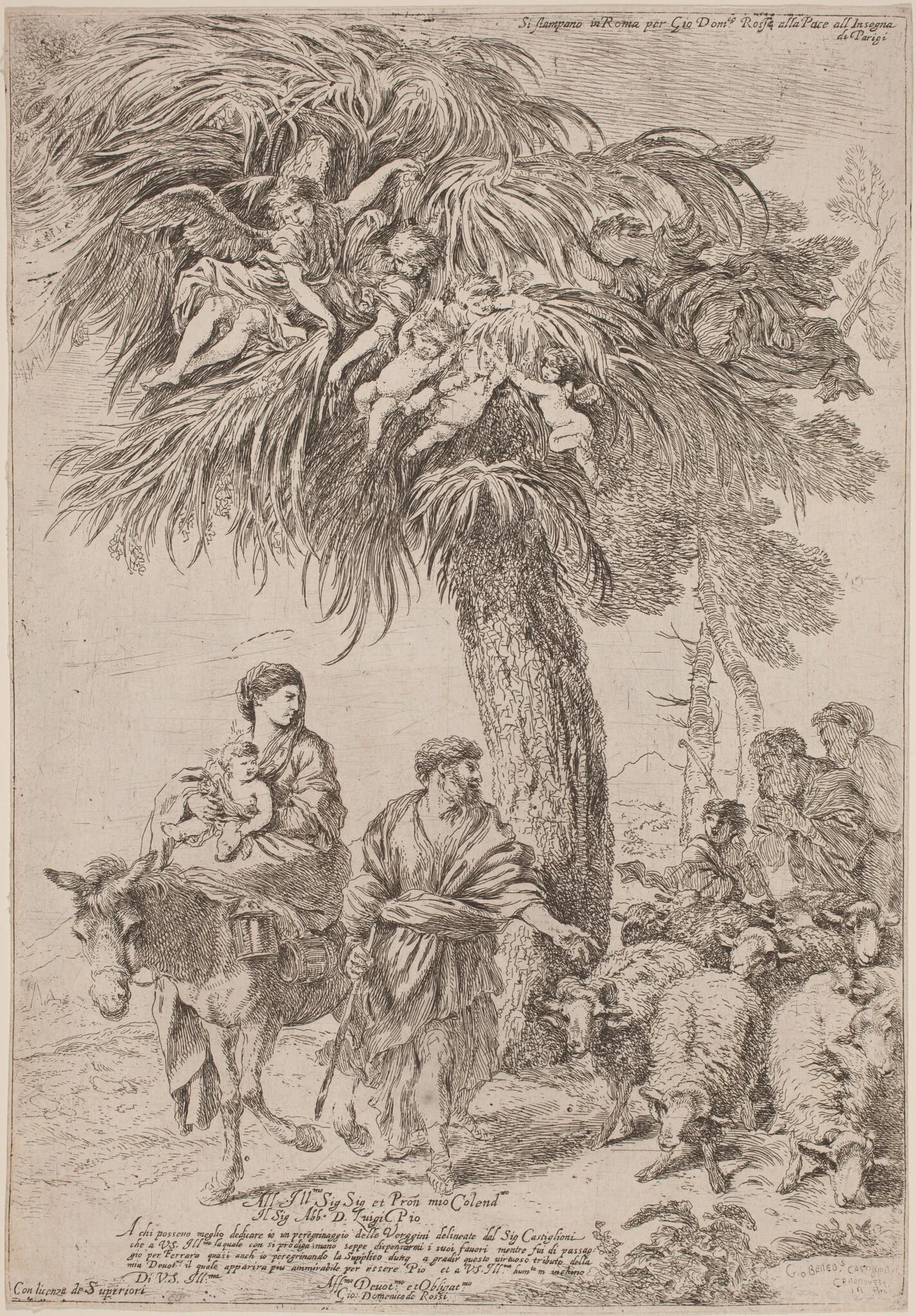 The Flight into Egypt, by Giovanni Benedetto Castiglione, ink, 1642