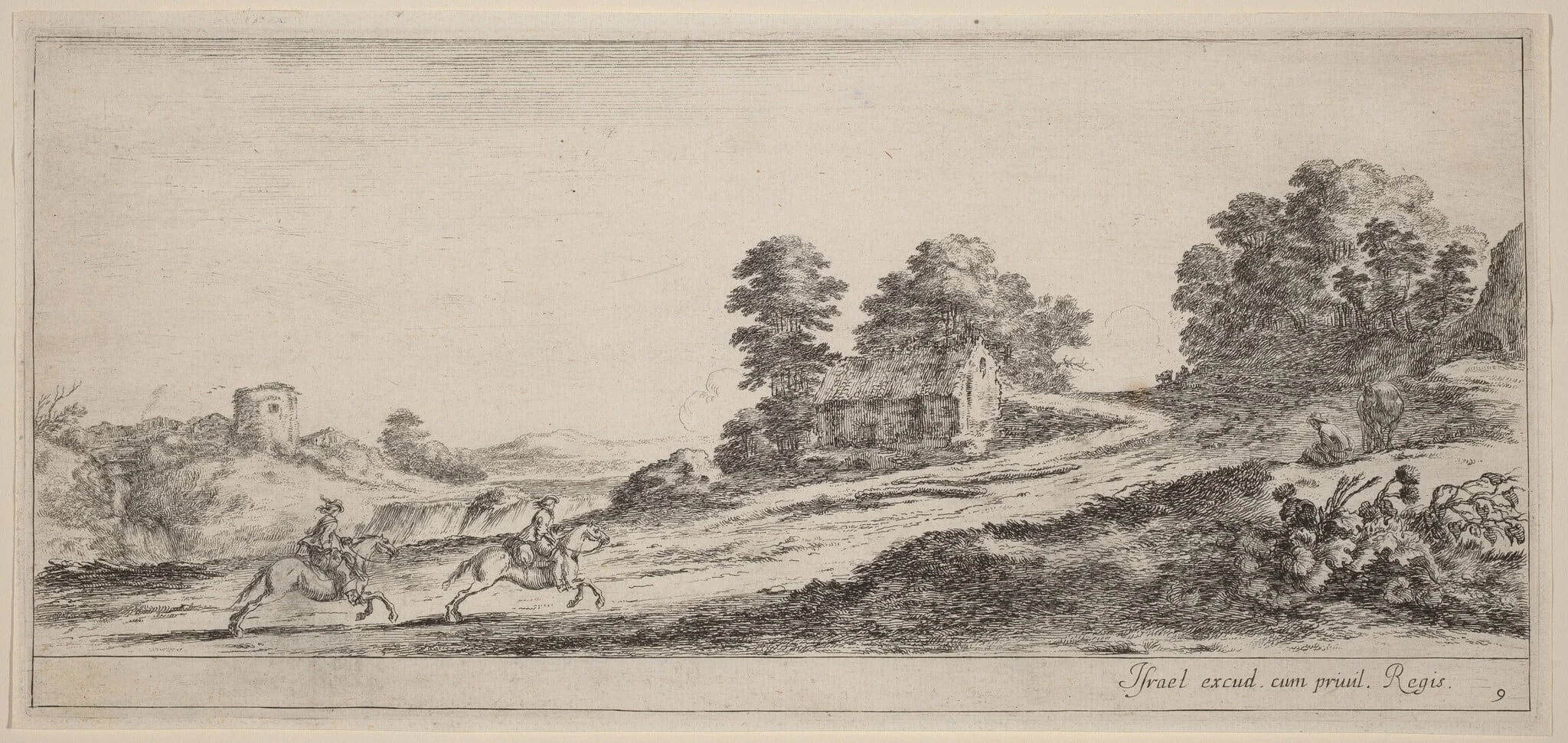 Galloping Horsemen, by Stefano Della Bella, ink, 1647