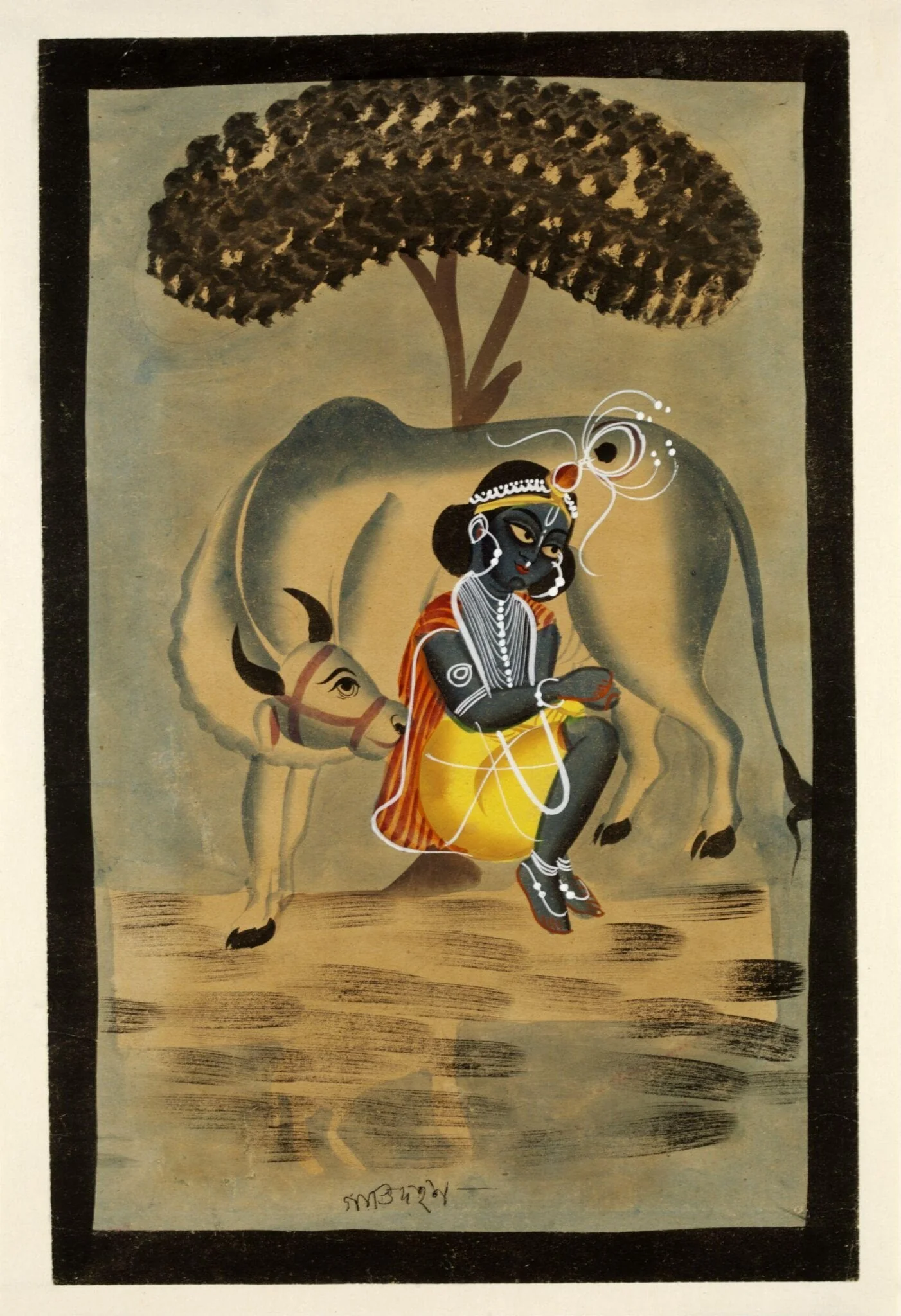 Krishna, by Unknown, watercolor, 1885