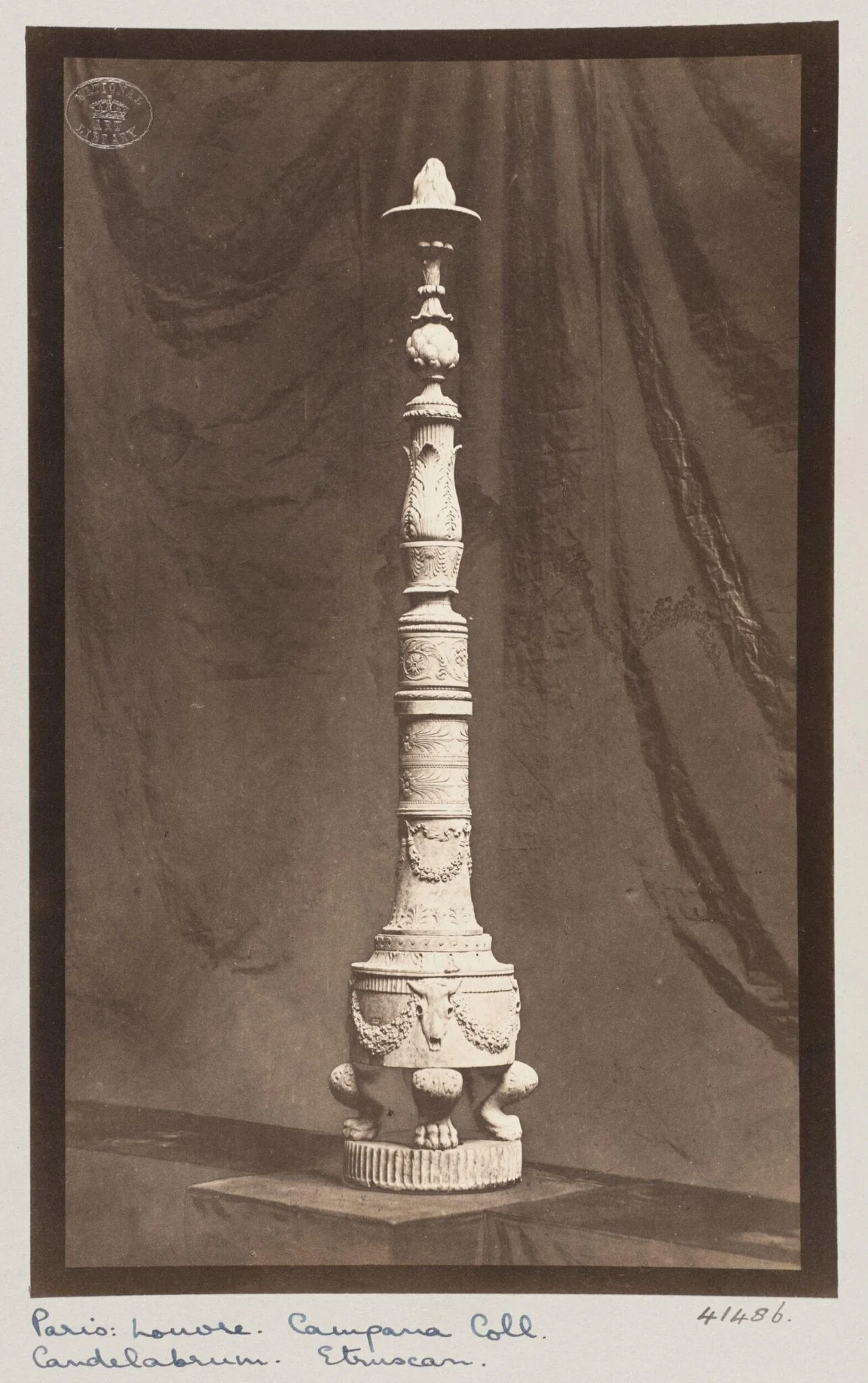 Marble stem from candelabrum, by Louise Laffon, photographic, 1864